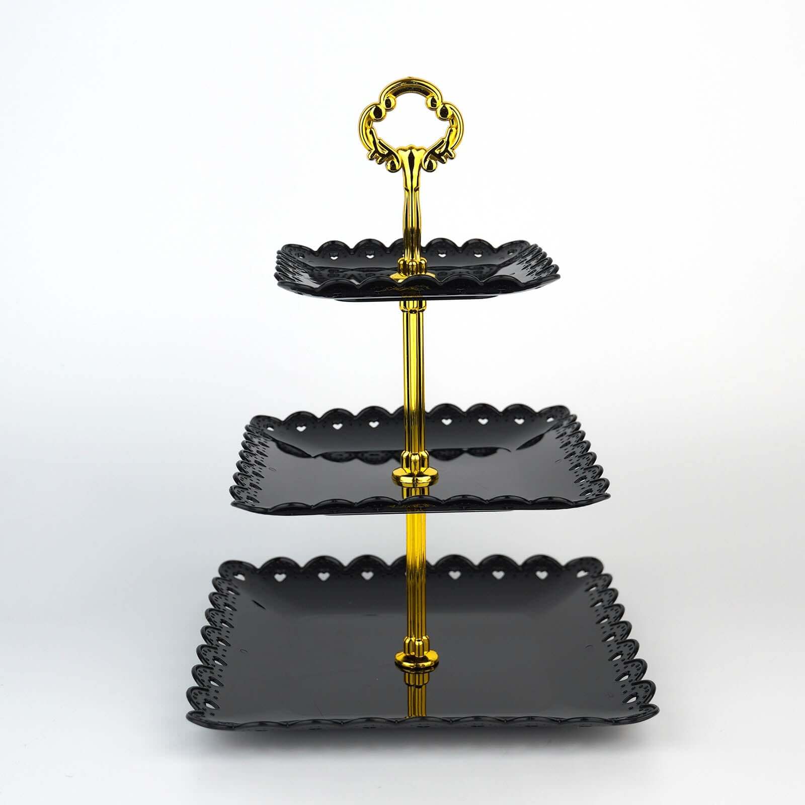 Black 3-Tier Plastic Square Cupcake Stand Tower - Ideal for Tea Parties, Weddings & Special Occasions