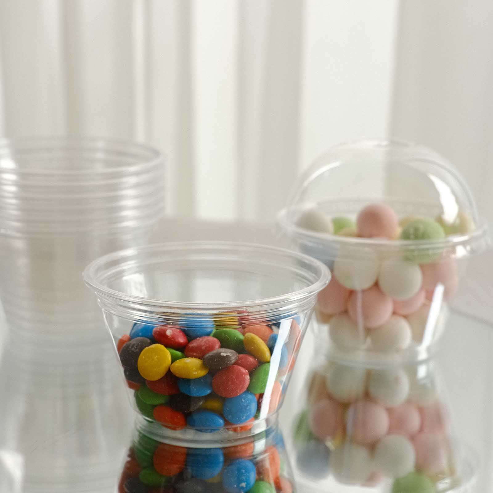 Hot! 50-Pack 7oz Clear Plastic Dessert Parfait Cups with Dome Lids for Ice Cream