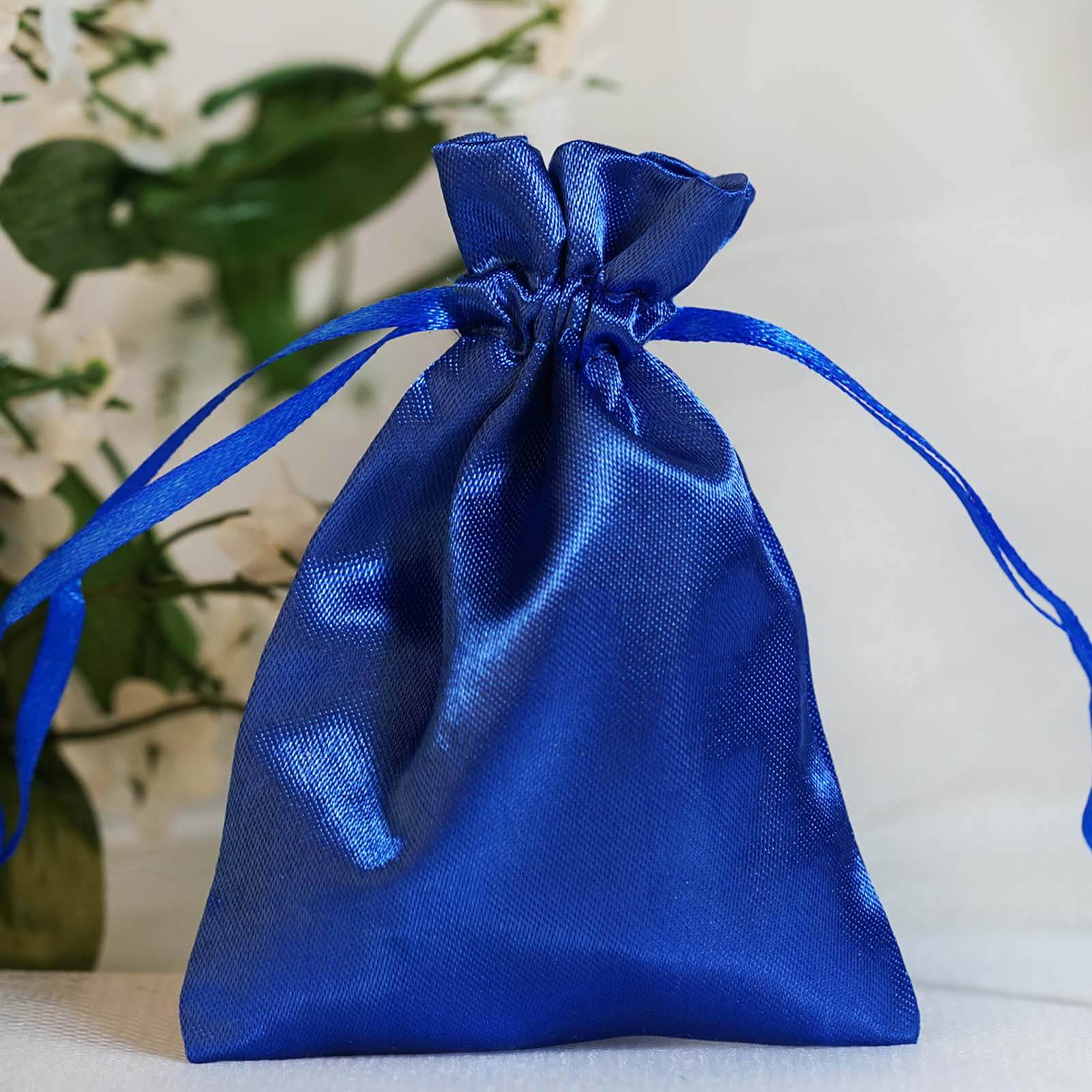 Get 12-Pack Royal Blue Satin Drawstring Bags Ideal for Wedding and Party Favors