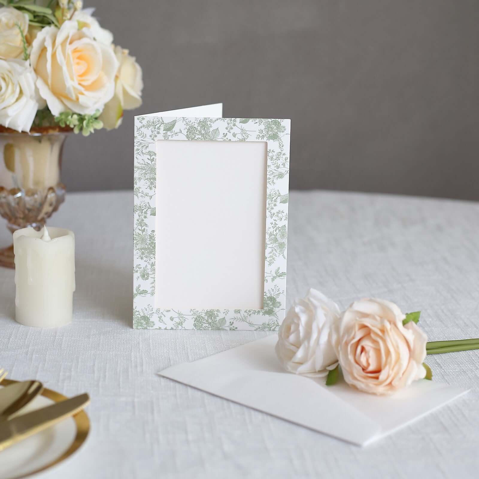 25-Pack Thank You Cards: White & Sage Green French Toile Design with Envelopes - Ideal for Parties & Milestones