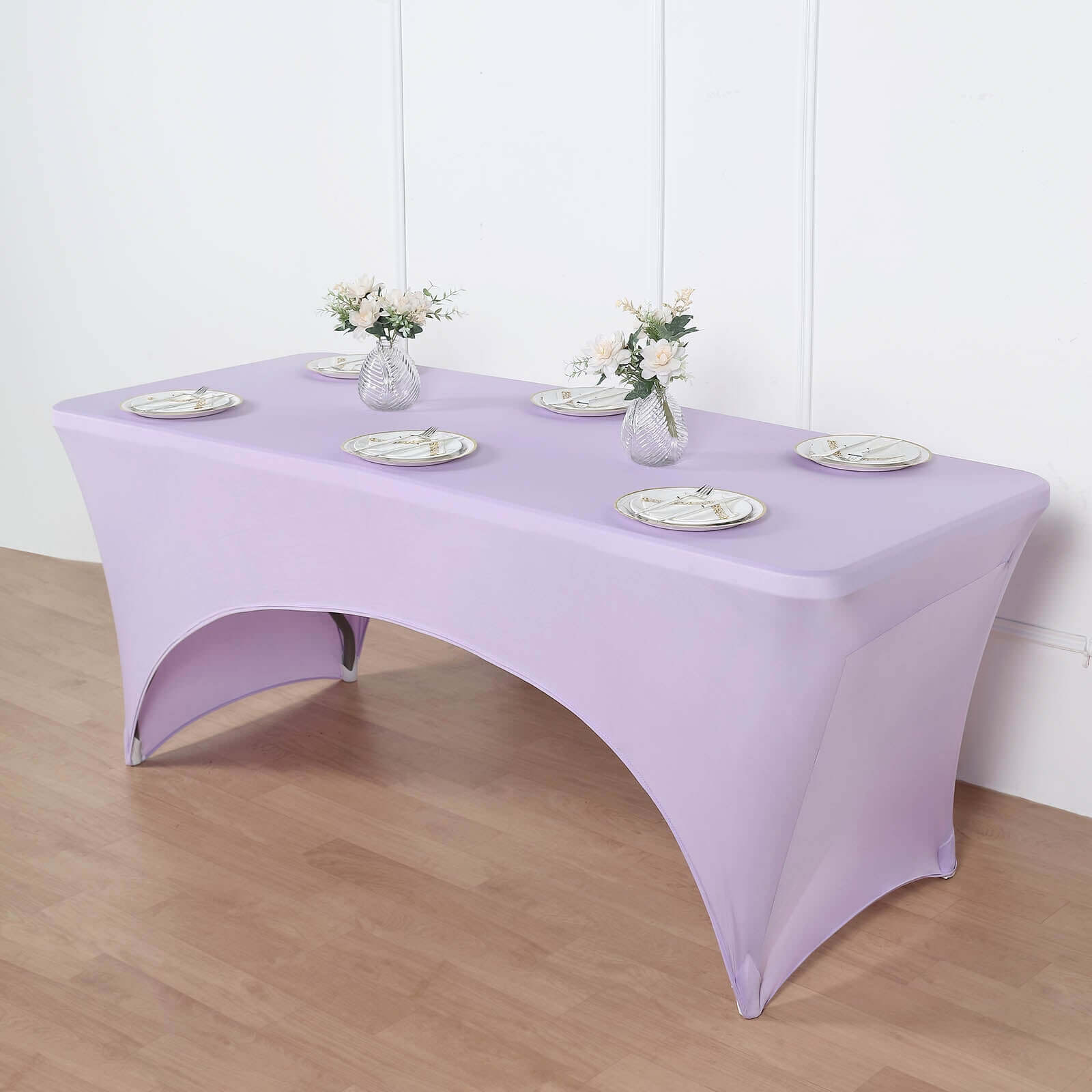 Durable 6ft Lavender Lilac Spandex Stretch Rectangle Tablecloth for Events