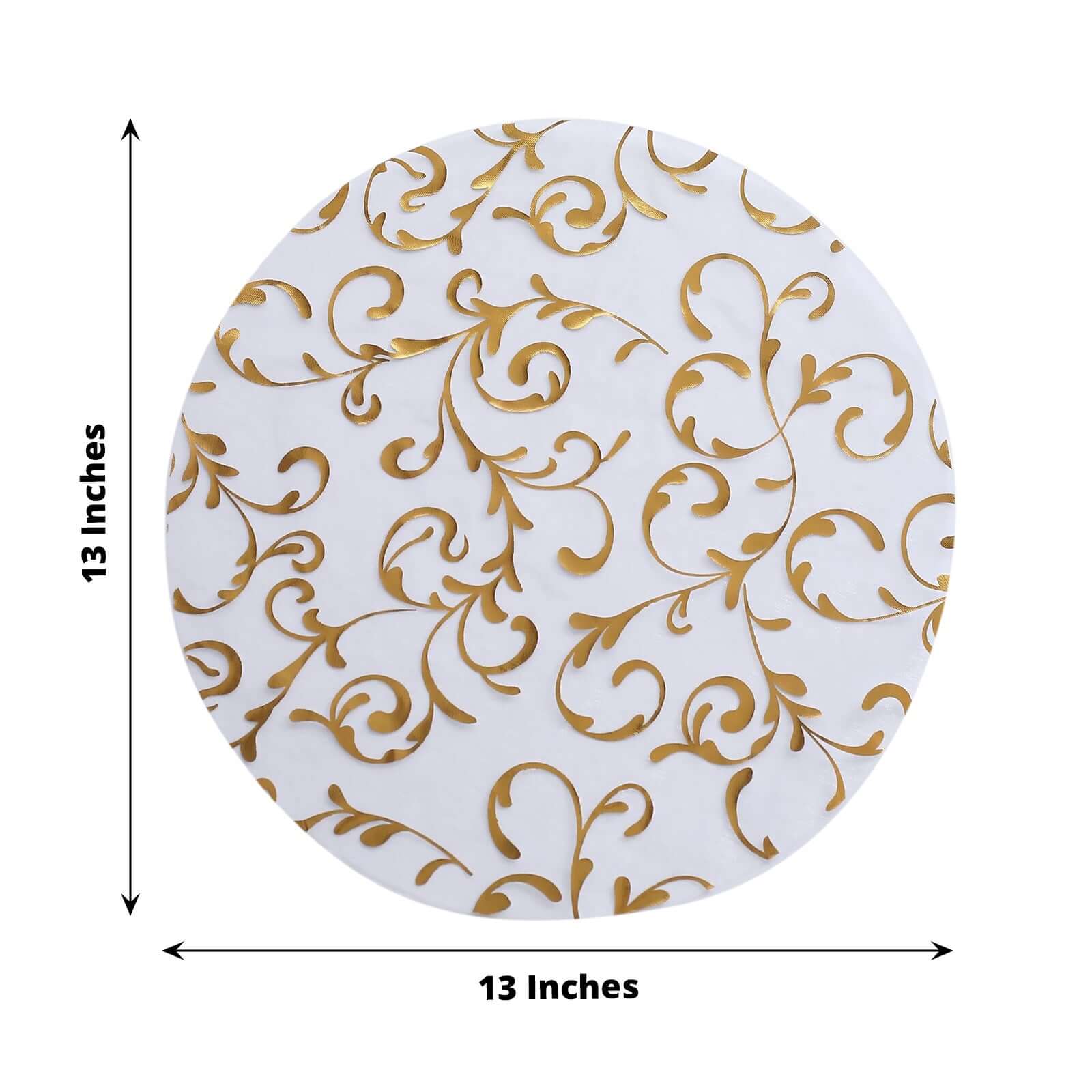 Hot Deal! 10-Pack Metallic Gold Round Organza Disposable Table Placemats with Embossed Foil Flower Design
