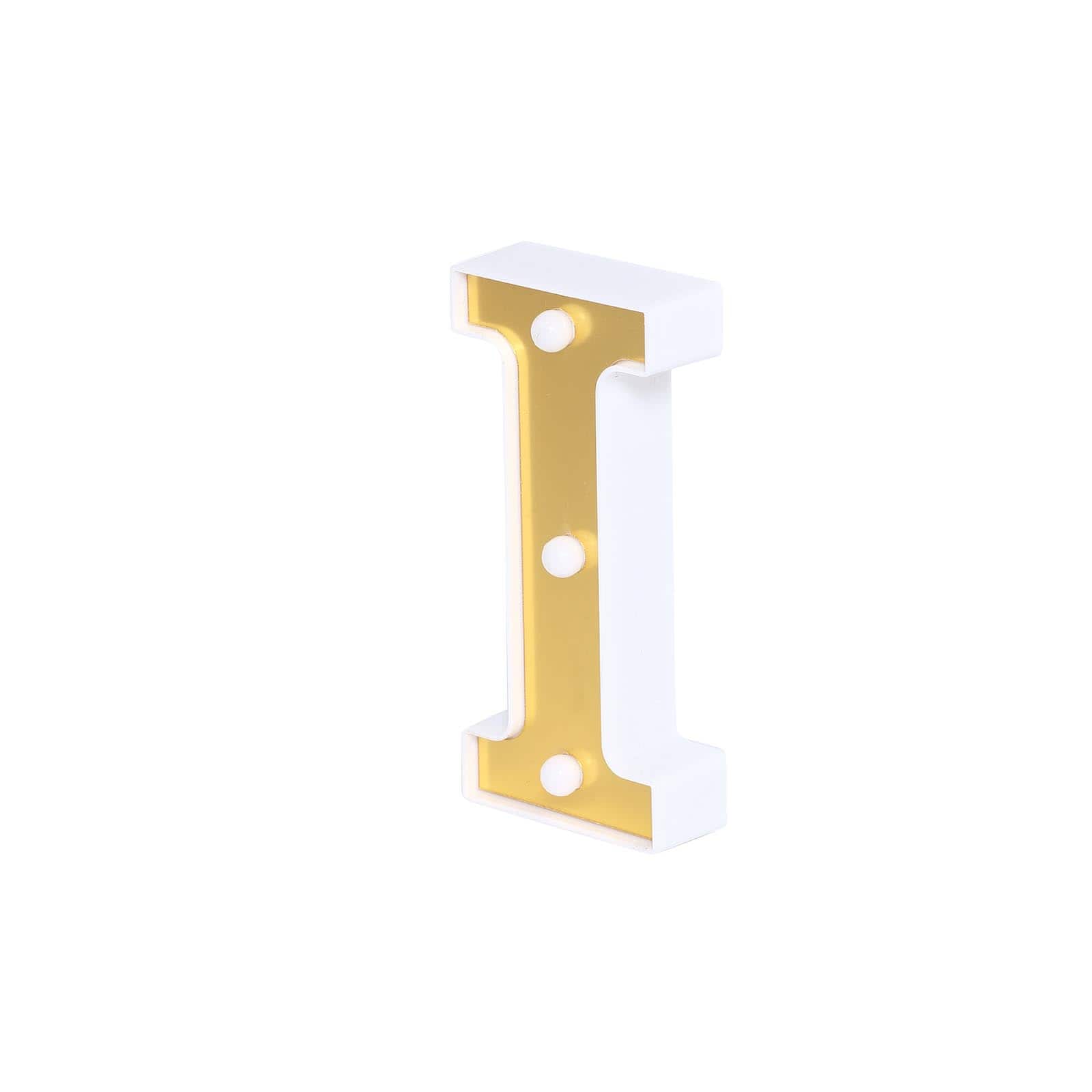 Chic 3D Gold Marquee Letter I with 3 Warm White LED Lights for Event Decor 6'