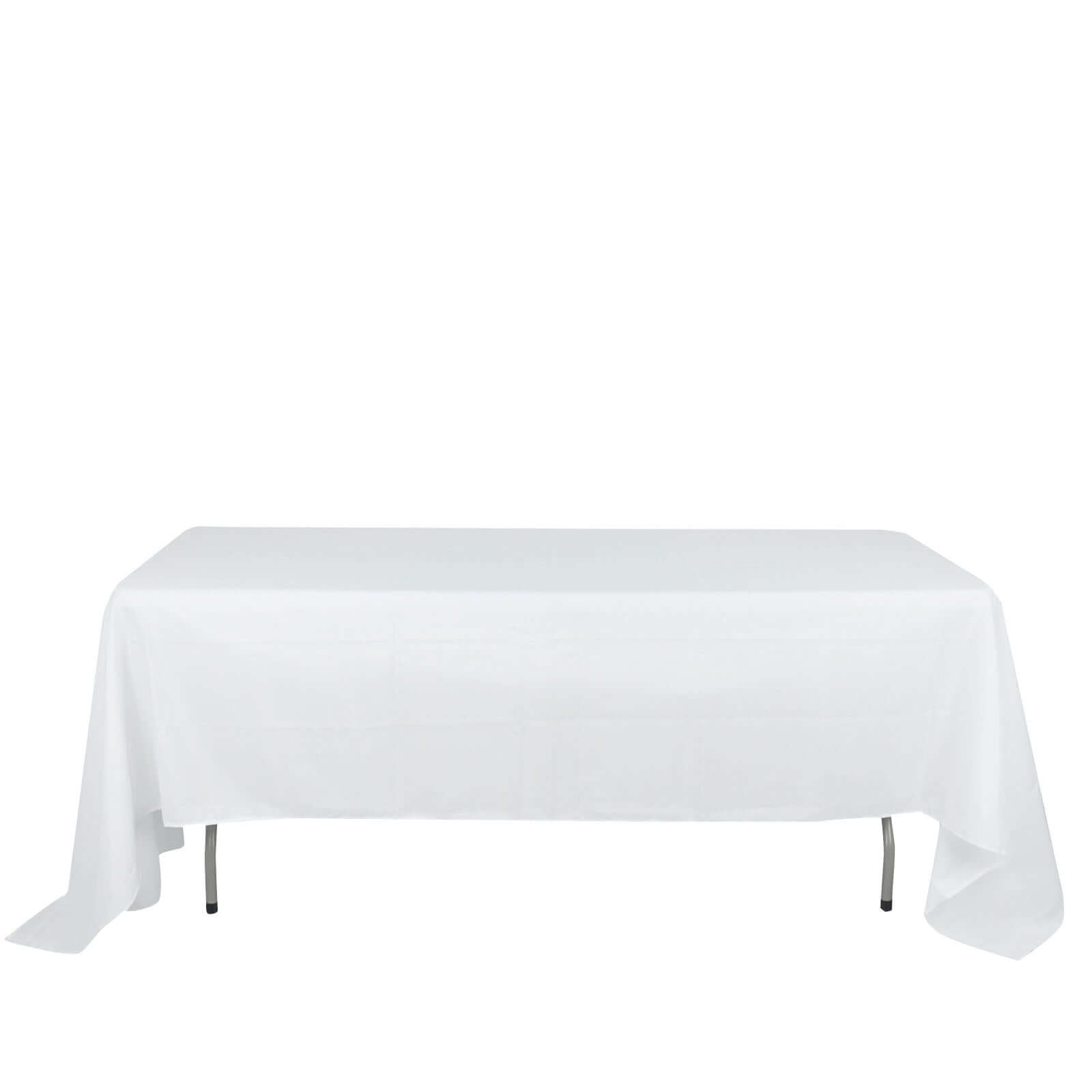 Wrinkle-Resistant White Polyester 60x126 Rectangle Tablecloth for Weddings & Parties