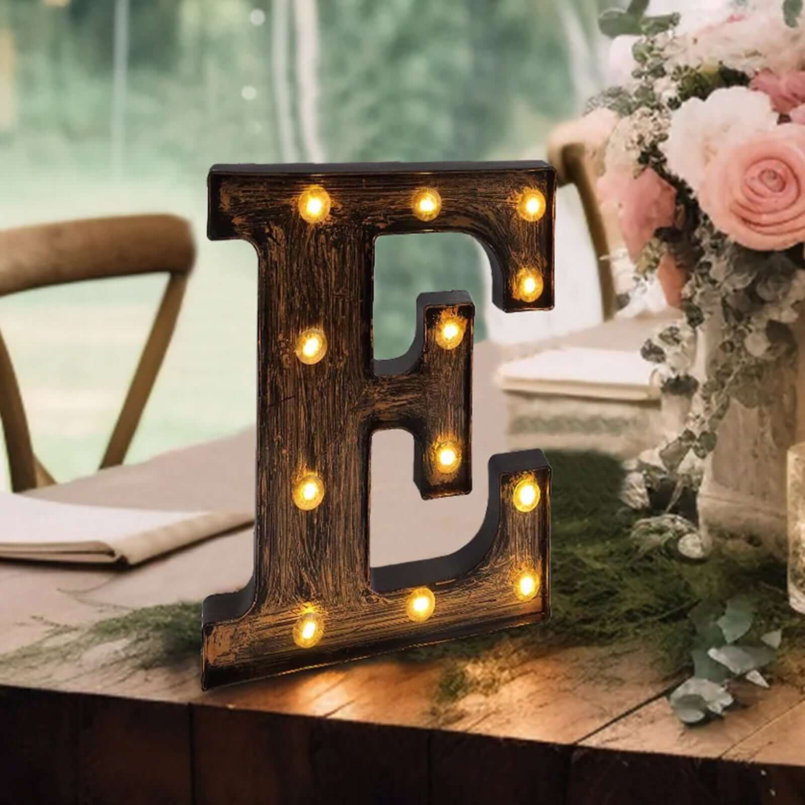 Hot! Industrial Style Antique Black LED Marquee Letter E - Light-Up Sign for Weddings & Displays