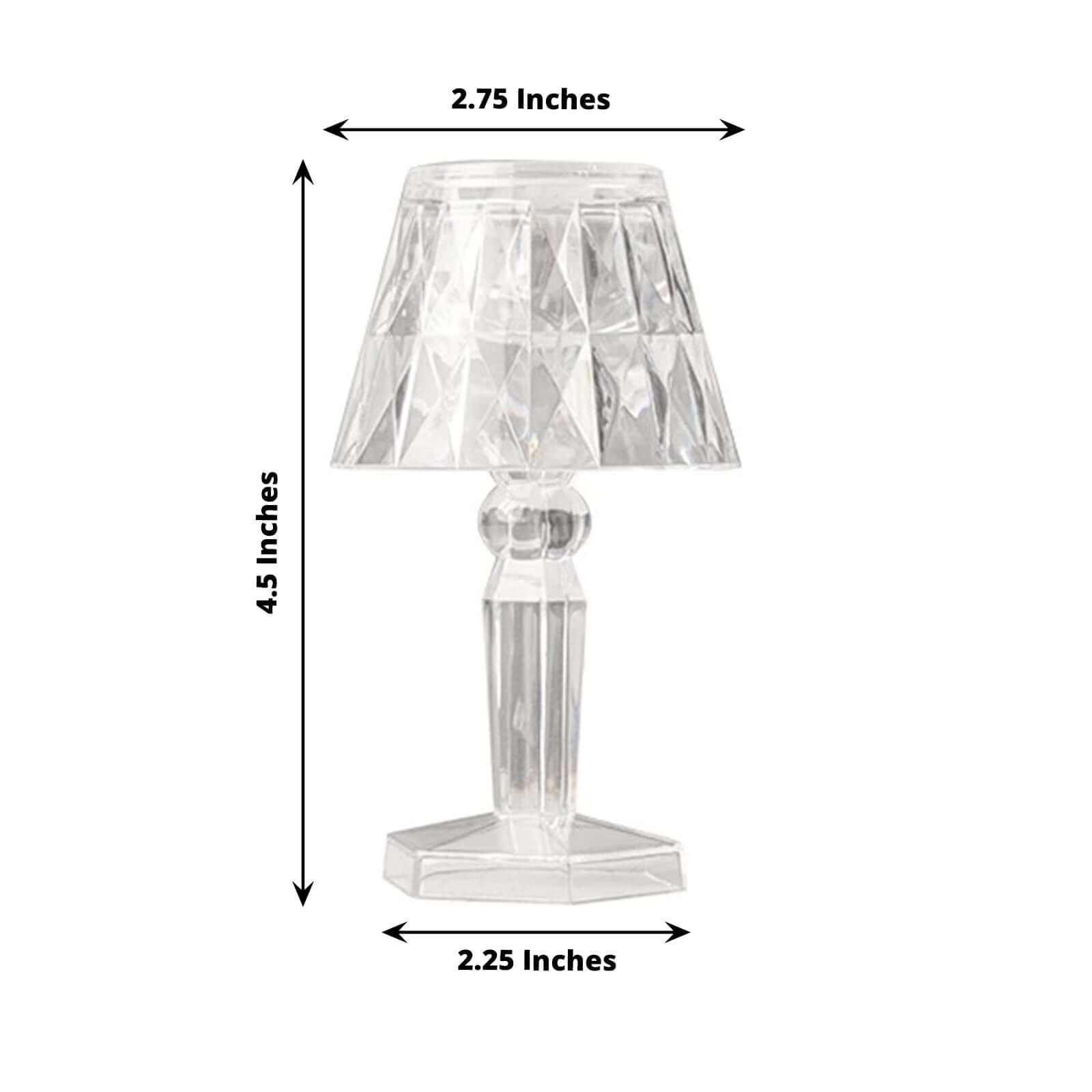 6-Piece Set of Clear Acrylic LED Warm White Accent Night Lights with Diamond Design, 4.5 inches Tall