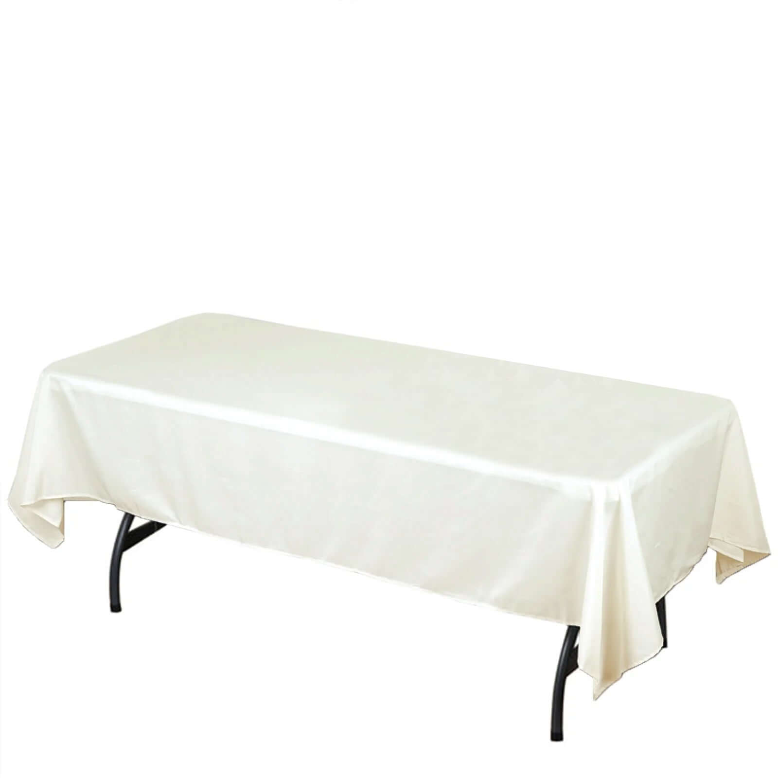 Durable and Elegant Ivory 60x102 Rectangle Polyester Tablecloth