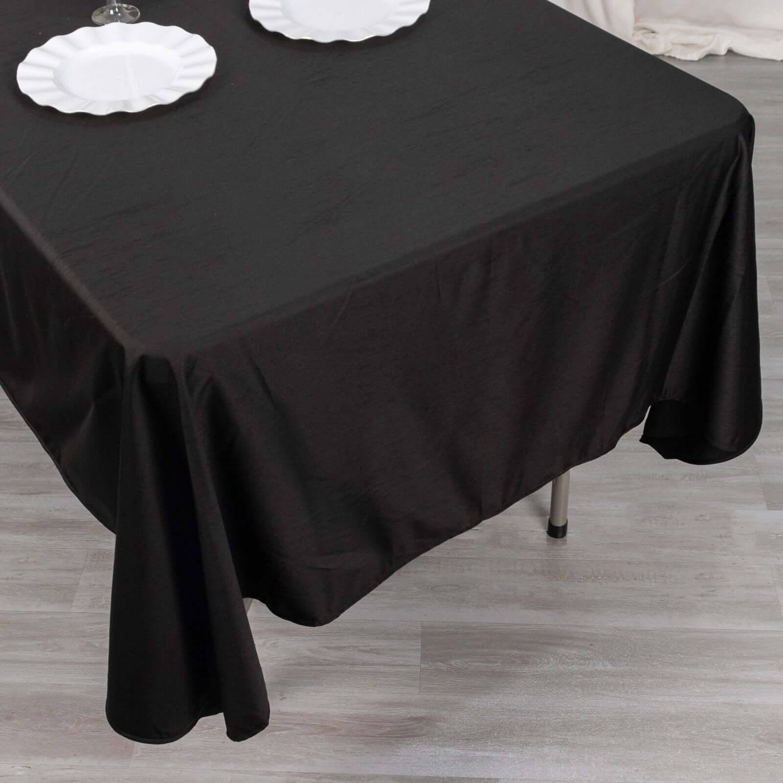 Exclusive Black 60x102 Scuba Polyester Wrinkle-Free & Stain-Resistant Rectangular Tablecloth for Weddings and Banquets