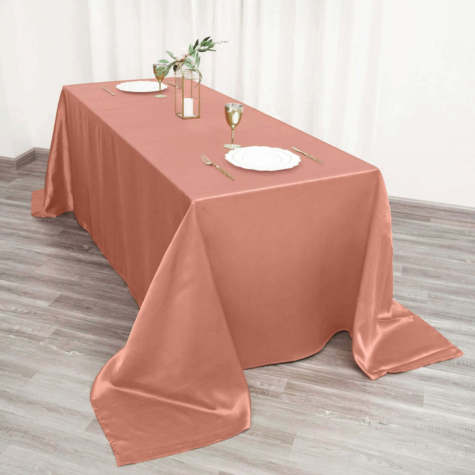 Exclusive Seamless Terracotta Satin Tablecloth 90x132