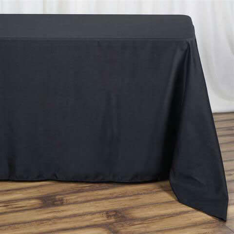 Black 90x132 Polyester Rectangle Tablecloth - Seamless, Wrinkle-Resistant for Elegant Celebrations