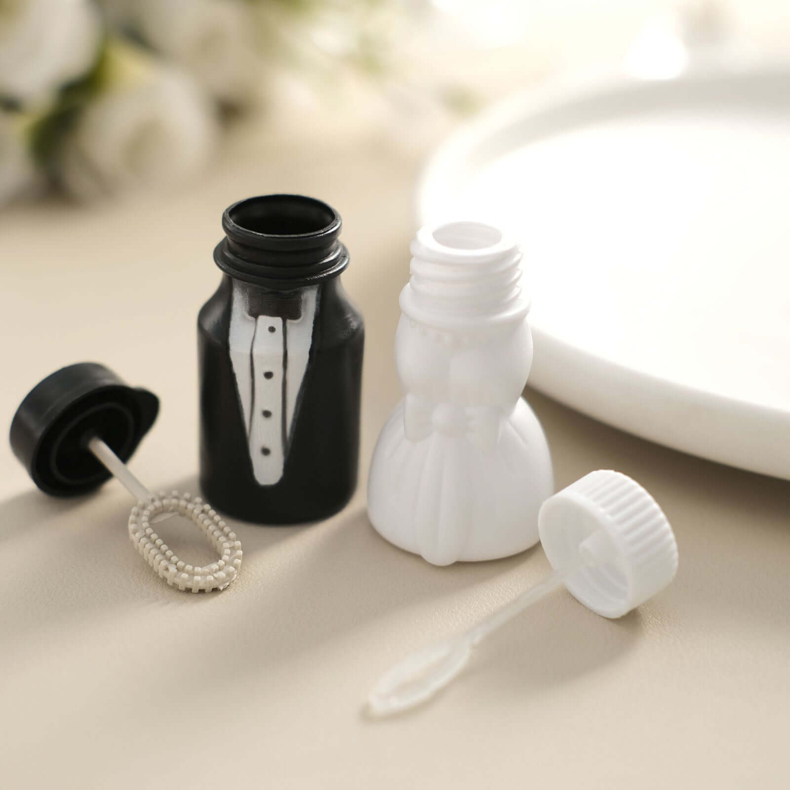 24-Pack Bride and Groom Prefilled Soap Bubble Bottles - Ideal Wedding Party Favors