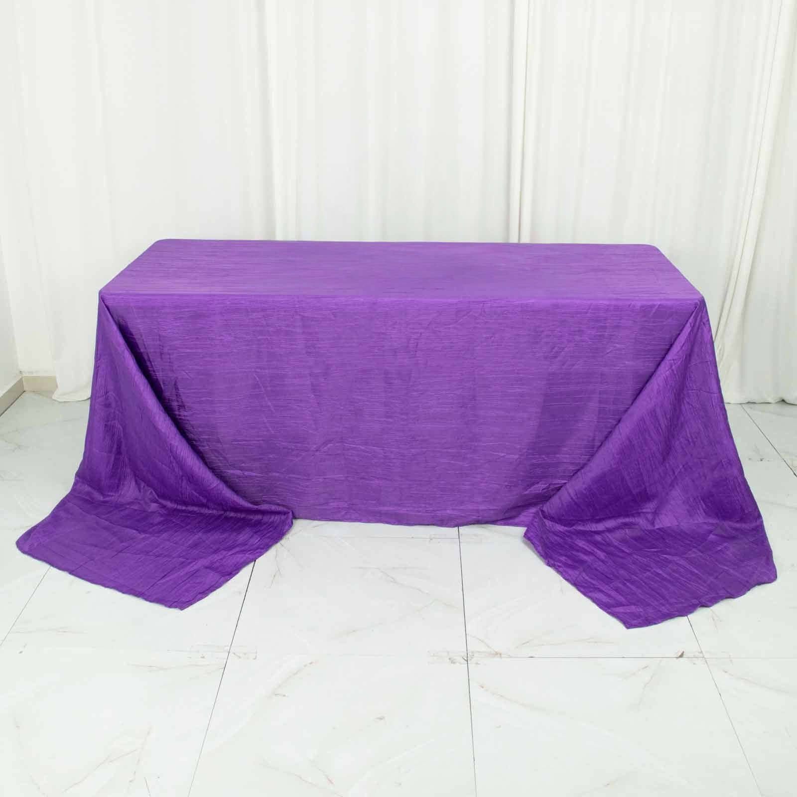 Purple Crinkle Taffeta Rectangle Tablecloth 90x156 - Seamless Design