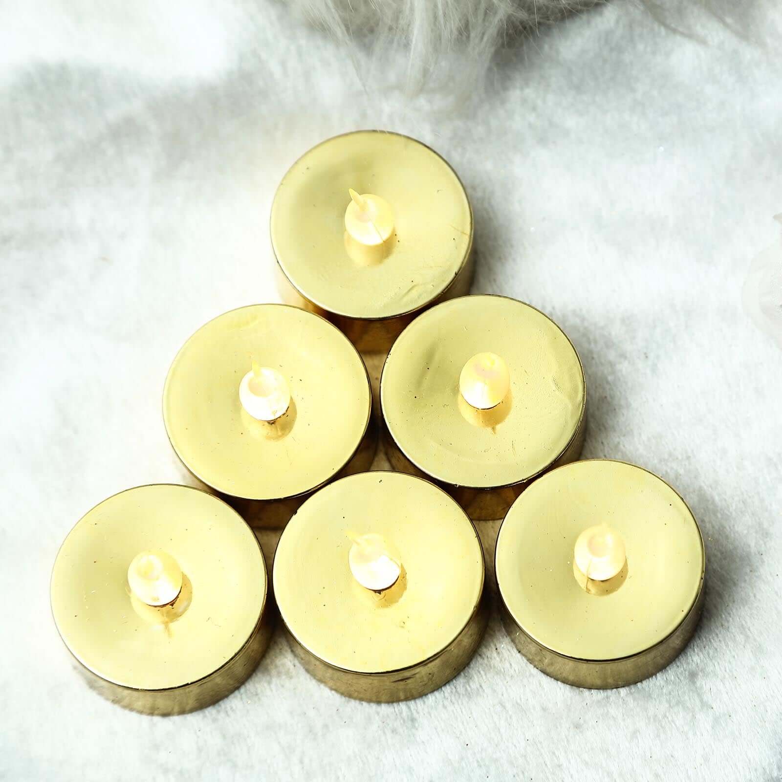 Amazing 12-Pack Reusable Flameless LED Tealight Candles with Metallic Gold Design, Battery Operated