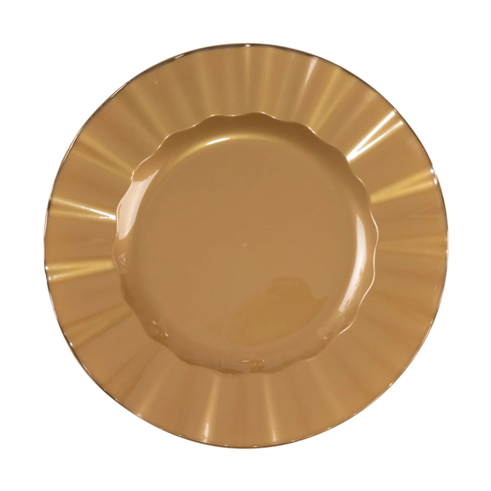 10-Pack Gold Plastic Round Dinner Plates with Ruffled Rim - Ideal for Classy Events