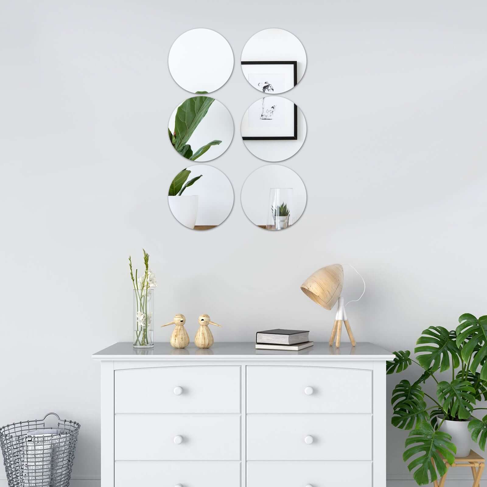 Hot Sale! 6-Pack Round Glass Mirrors for Wall Hanging and Table Centerpiece Decor