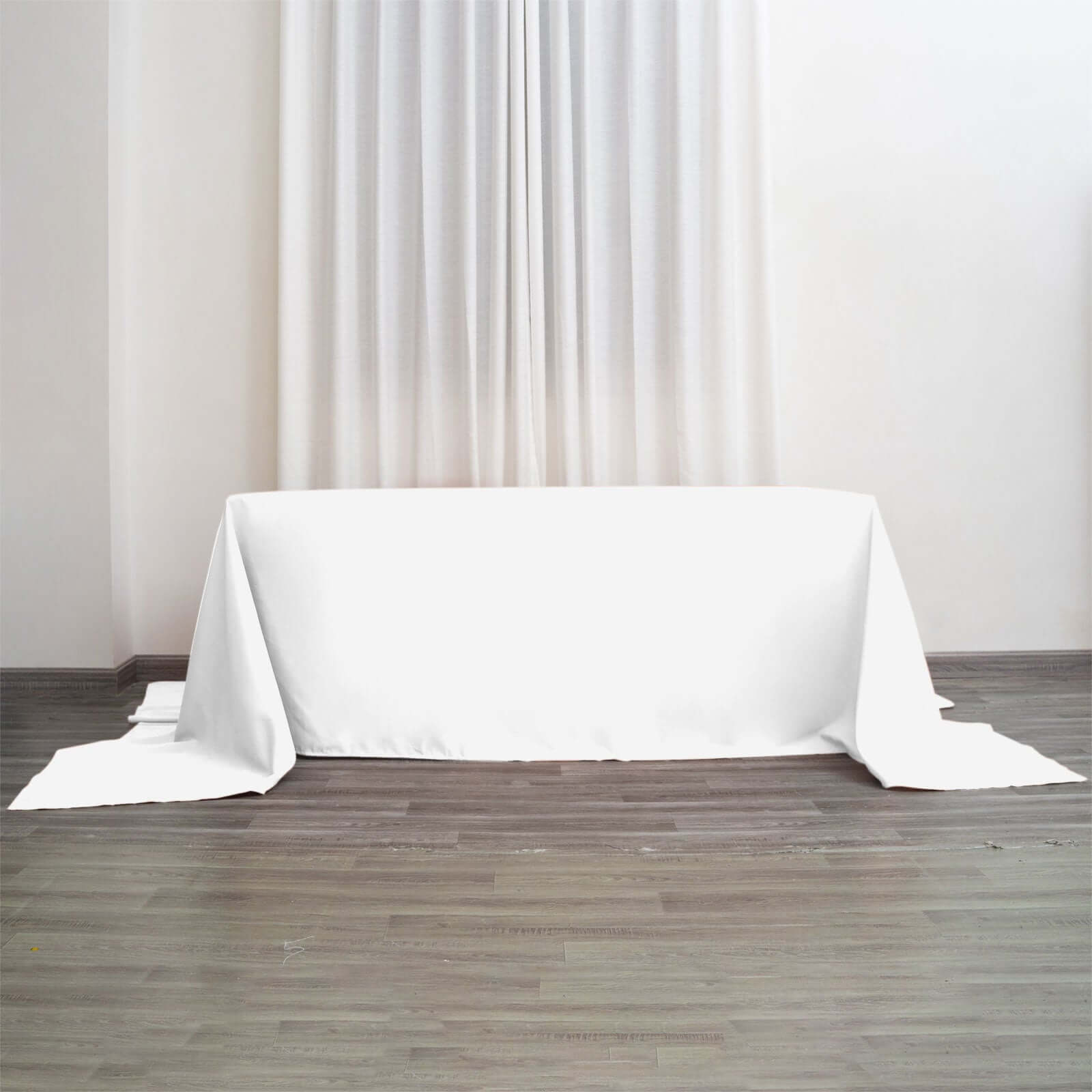 Seamless Wrinkle-Resistant White Polyester Tablecloth (90x156) for Elegant Gatherings - Great Deal!