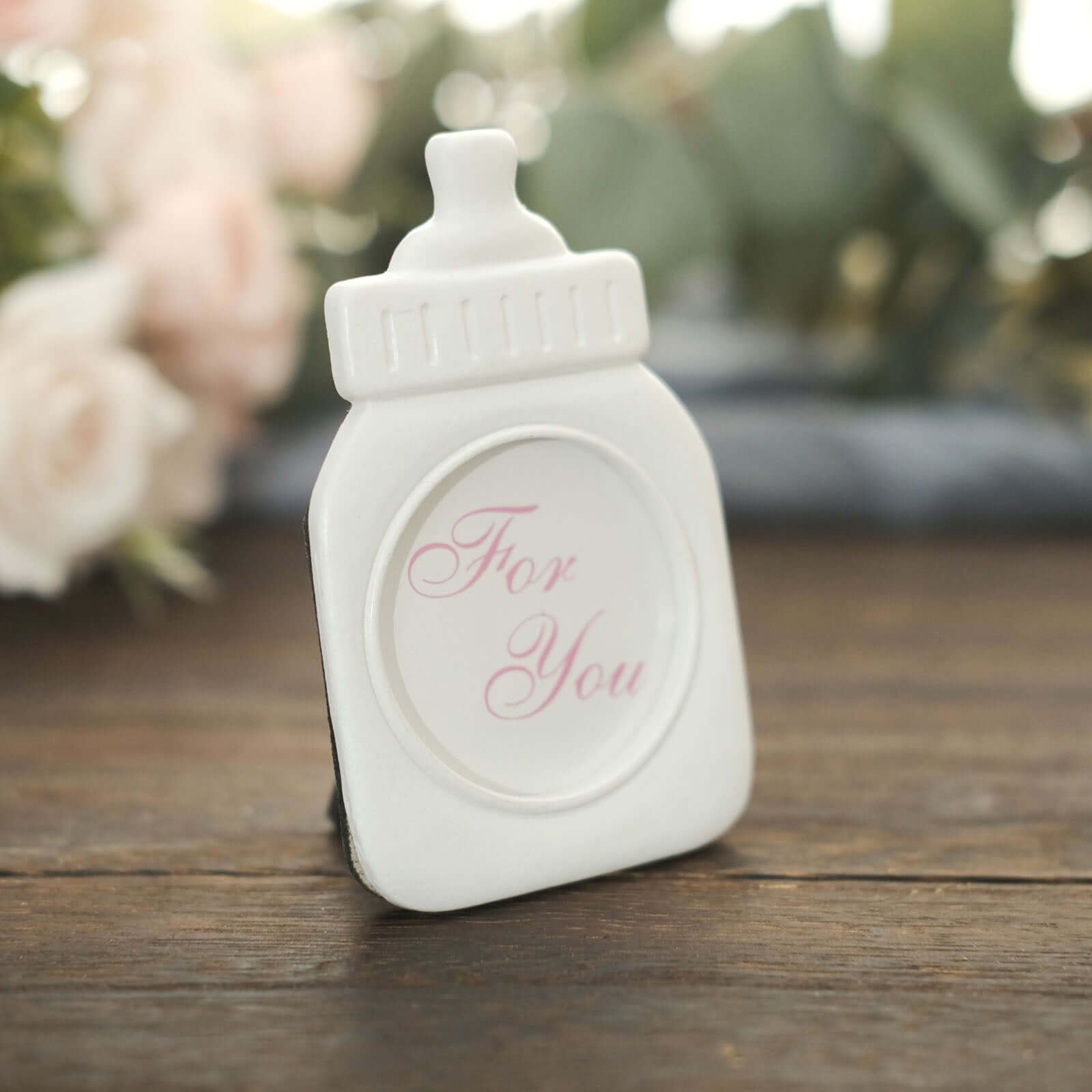 4-Pack White Resin Baby Bottle Photo Frames - Ideal Party Favors for Baby Showers & Gender Reveals