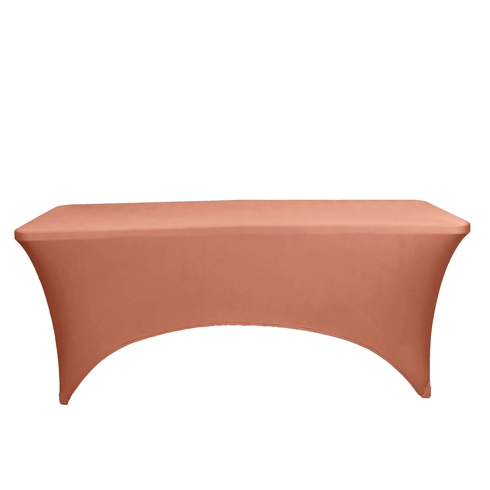 Hot Sale! Durable Form-Fitting Terracotta (Rust) Spandex Stretch Table Cover for 8ft Rectangular Tables