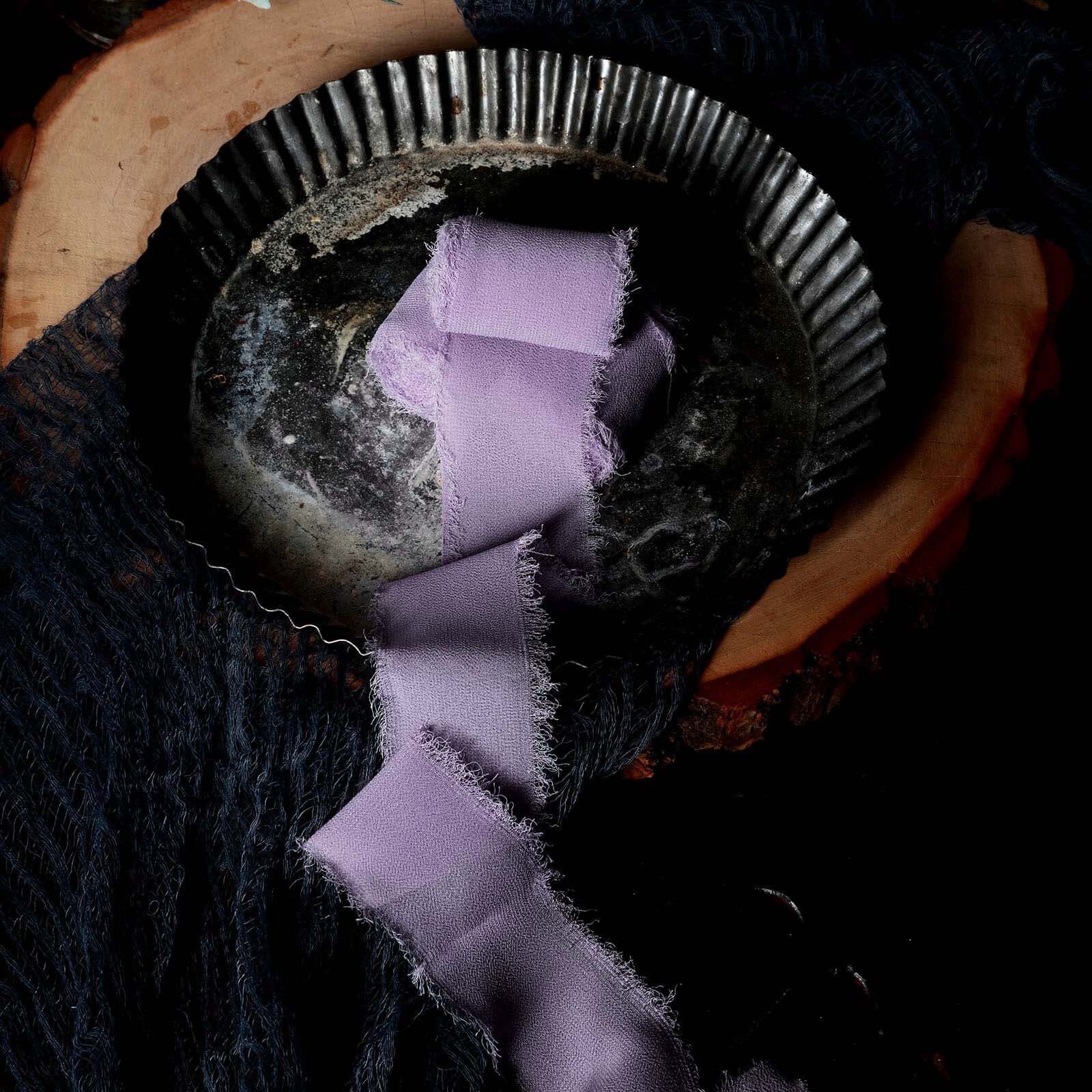 2-Pack 6yd Violet Amethyst Silk-Like Chiffon Linen Ribbon Rolls - Ideal for Weddings & Gifts