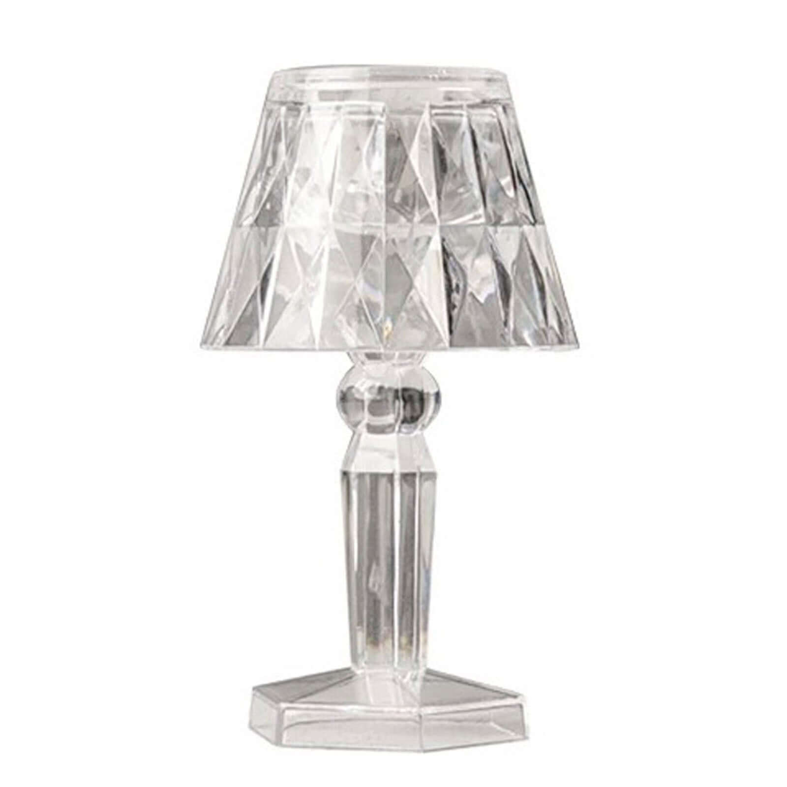 6-Piece Set of Clear Acrylic LED Warm White Accent Night Lights with Diamond Design, 4.5 inches Tall
