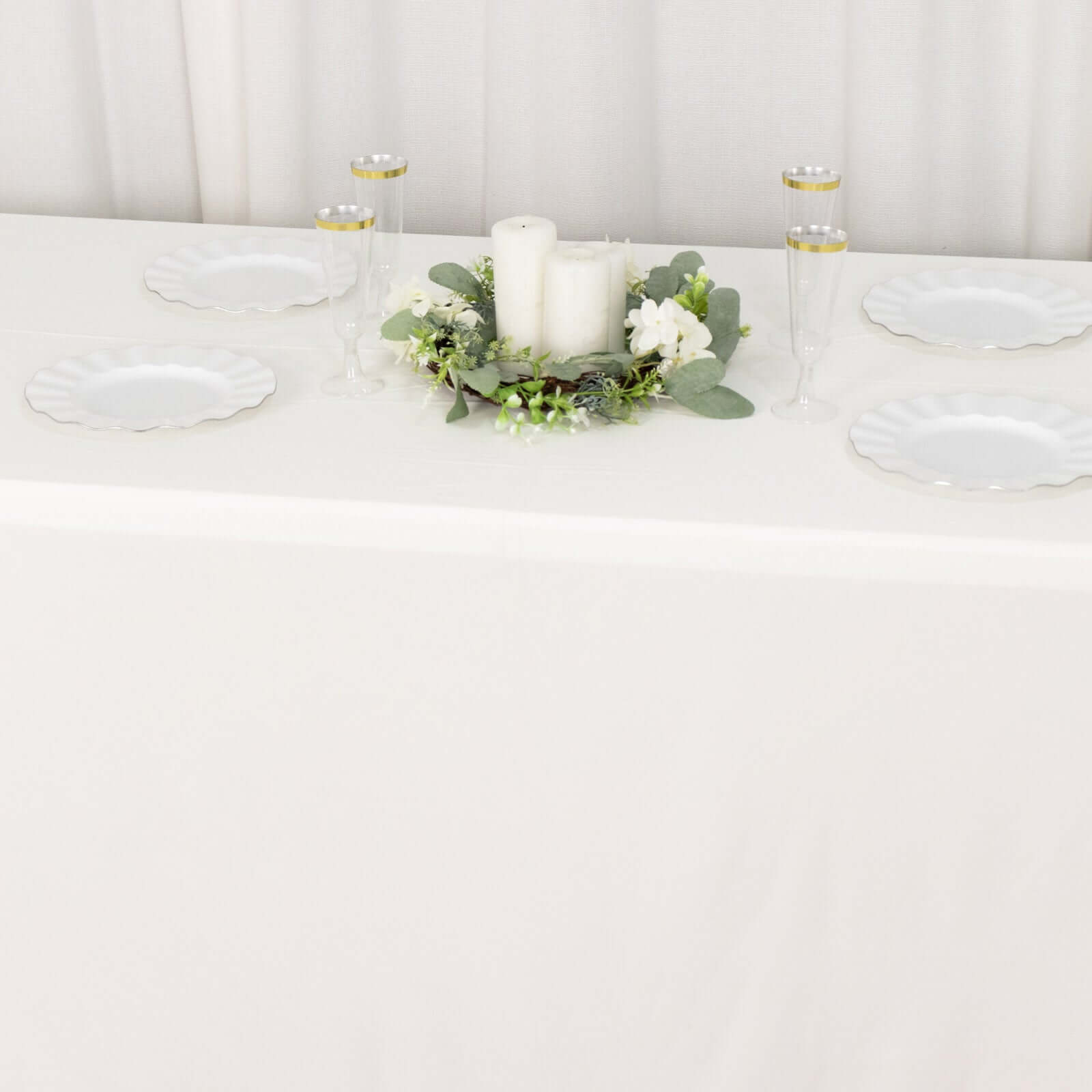 Ivory Premium Scuba 90x156 Wrinkle-Free, Stain-Resistant Seamless Rectangular Tablecloth