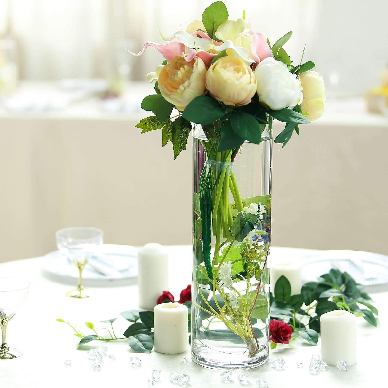 Amazing 6-Pack Clear Glass Cylinder Flower Vases - Ideal Stylish Centerpieces for Weddings