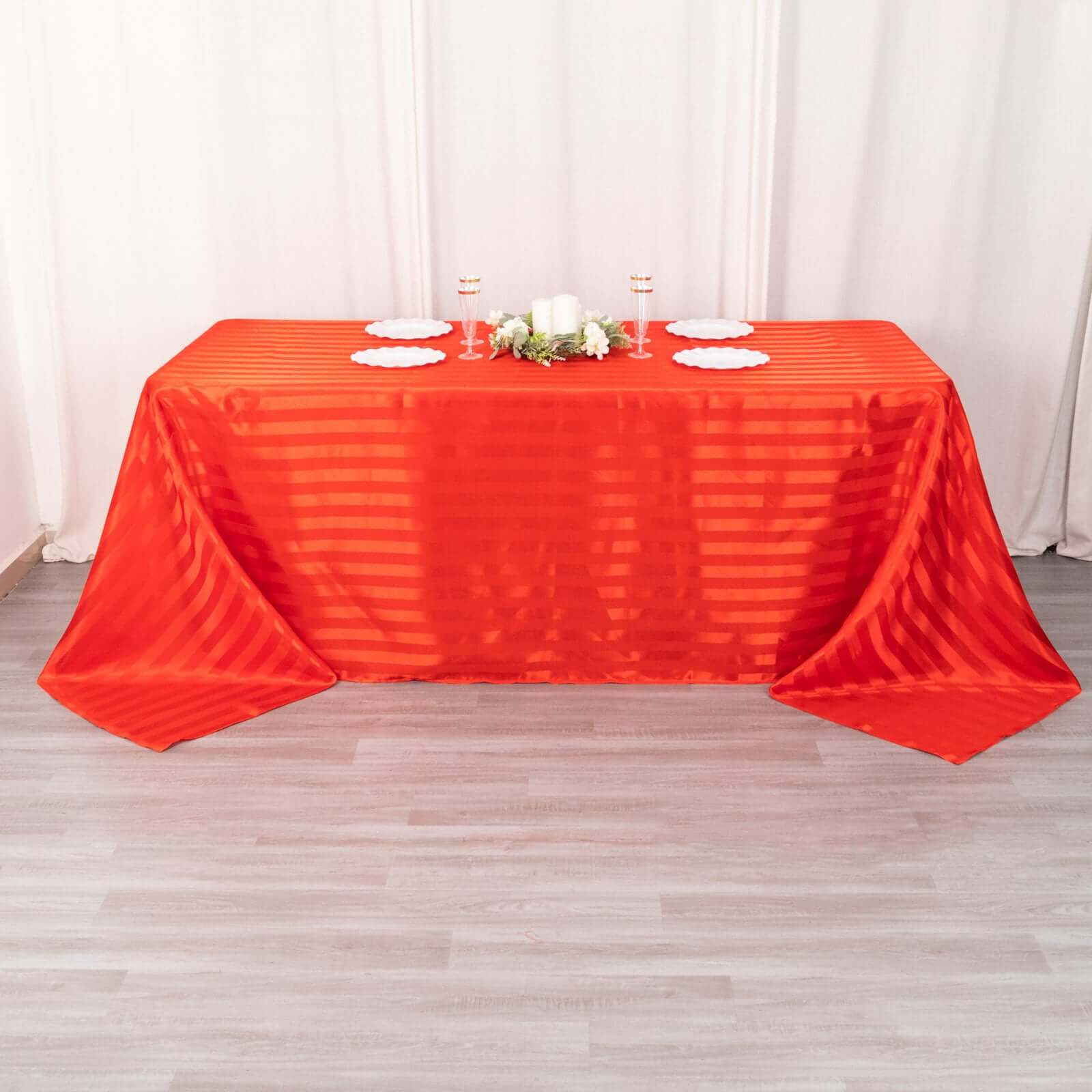 Hot Deal! Red Satin Striped 90x132 Rectangular Seamless Tablecloth
