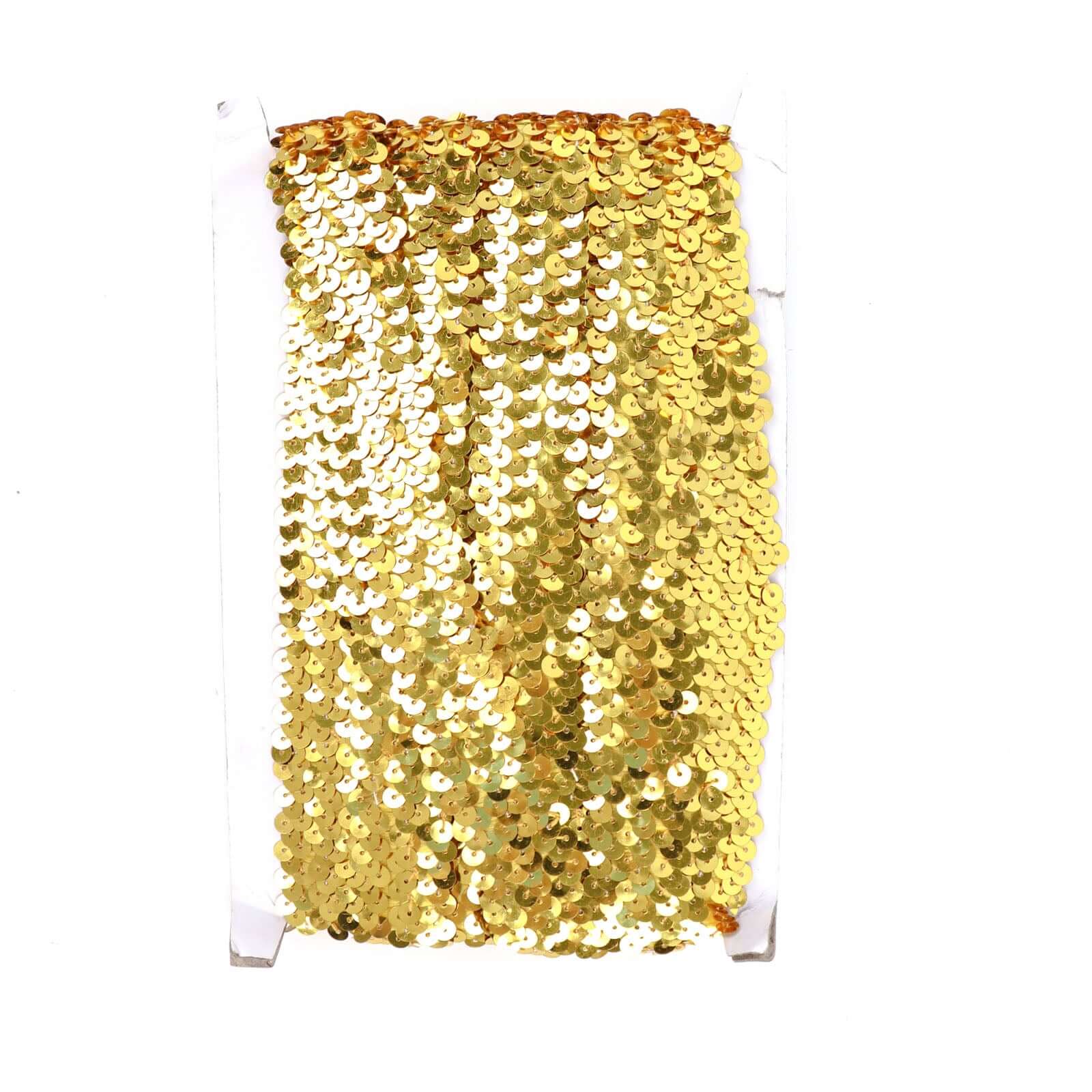 Hot Sale! 10-Yard 1-Inch Metallic Gold Sequin Stretch Fabric Ribbon for Crafting