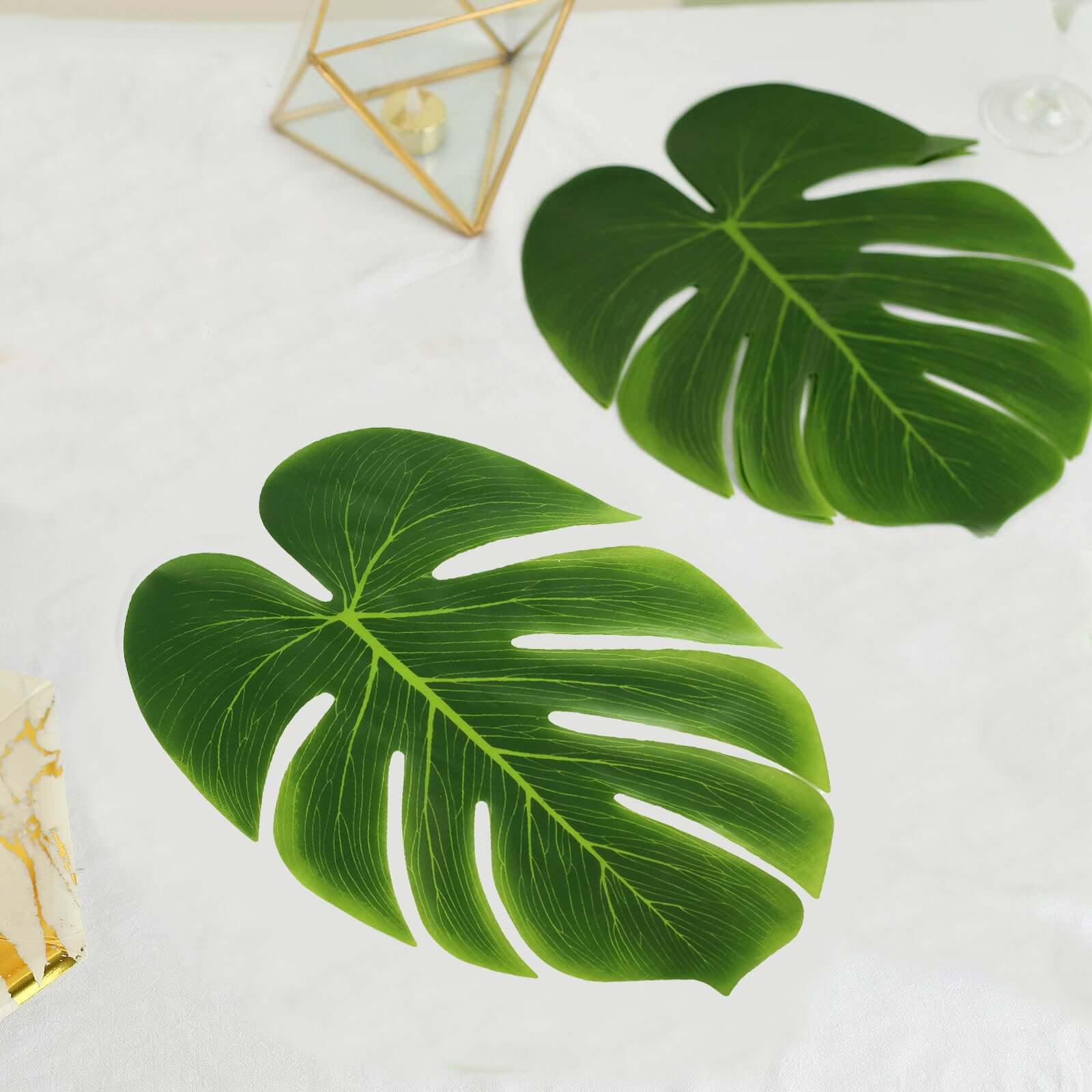 Hot Deal! 12-Pack Large Green Artificial Monstera Palm Leaves for Summer Theme Parties