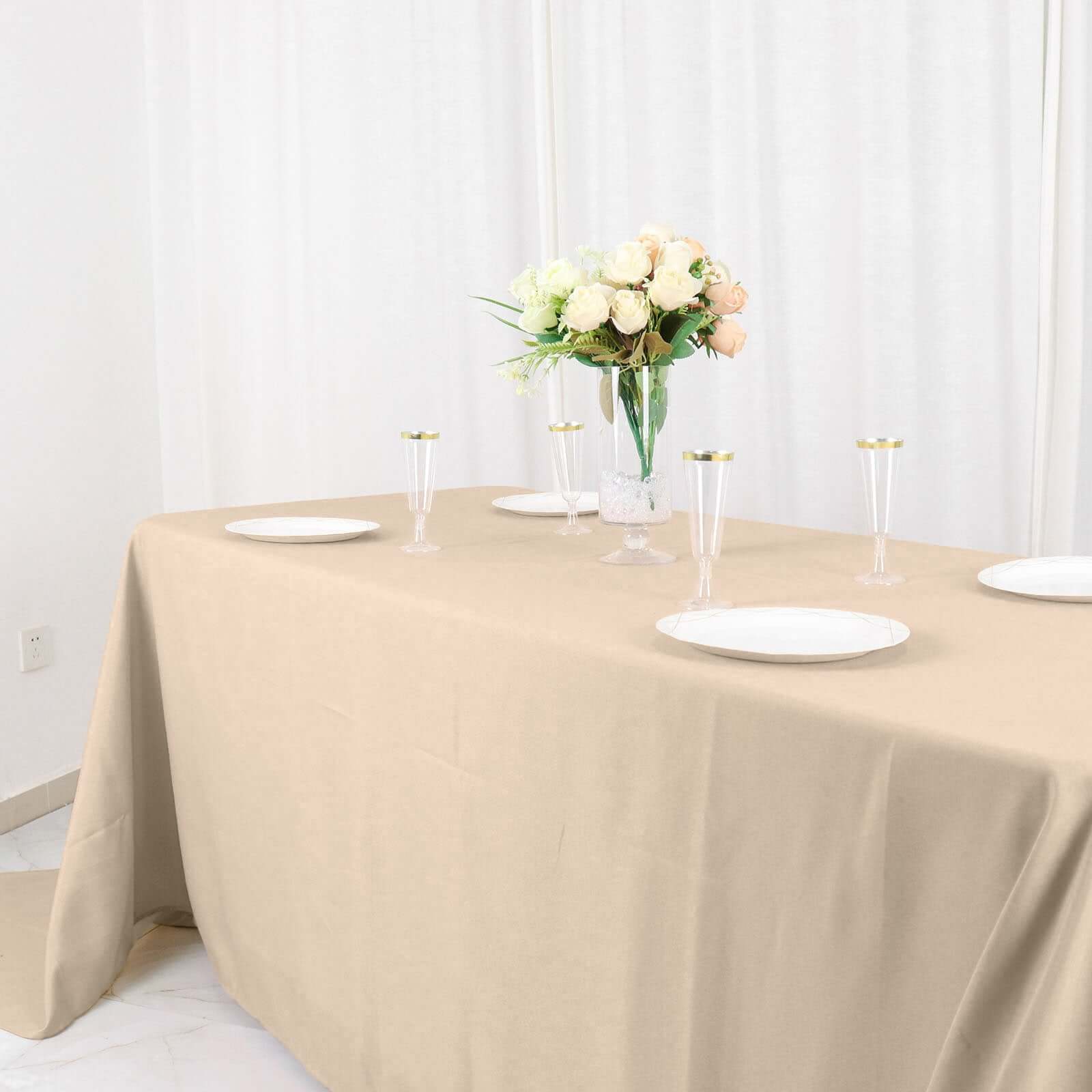 Wrinkle-Resistant Seamless Nude Polyester Rectangle Tablecloth 90x156