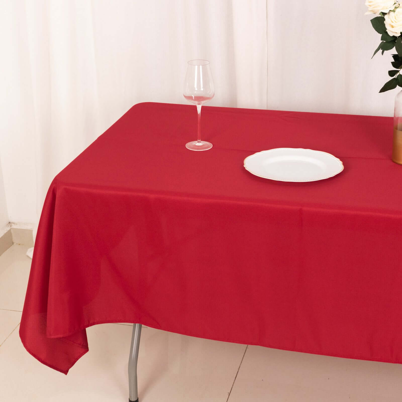 Stylish & Durable Wine Polyester 60x102 Rectangle Tablecloth - Great Deal!