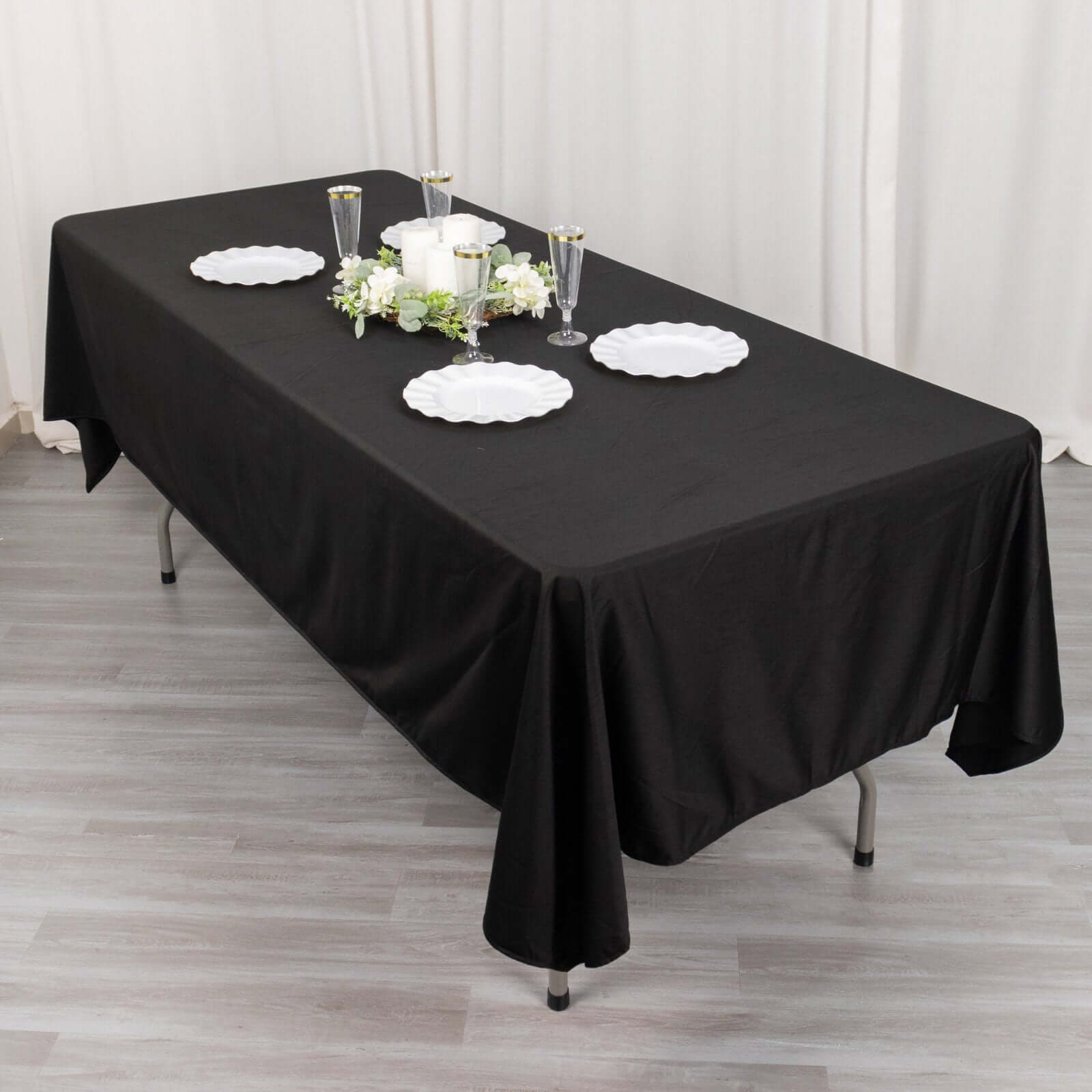 Exclusive Black 60x102 Scuba Polyester Wrinkle-Free & Stain-Resistant Rectangular Tablecloth for Weddings and Banquets