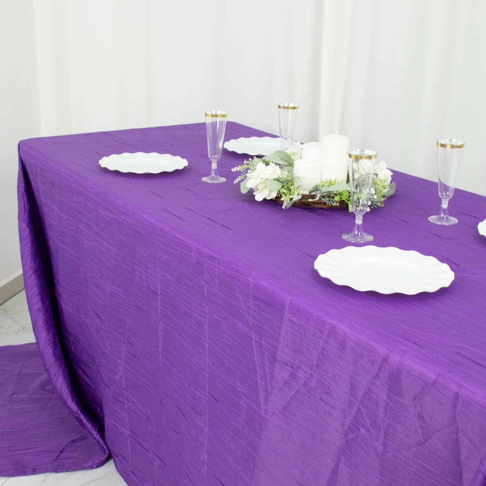 Purple Crinkle Taffeta Rectangle Tablecloth 90x156 - Seamless Design