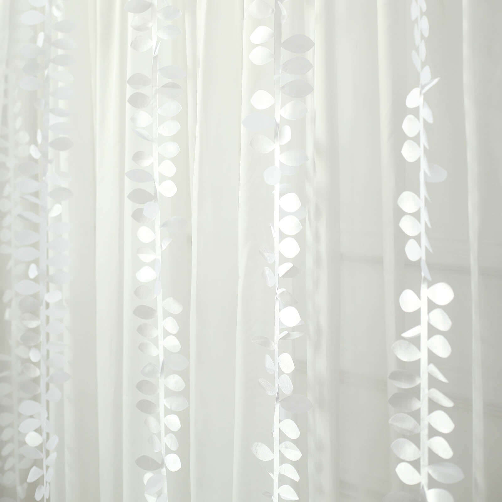 50ft White Taffeta Ribbon Sash with 4 - Leaf Petal Design, Elegant Garland for Events