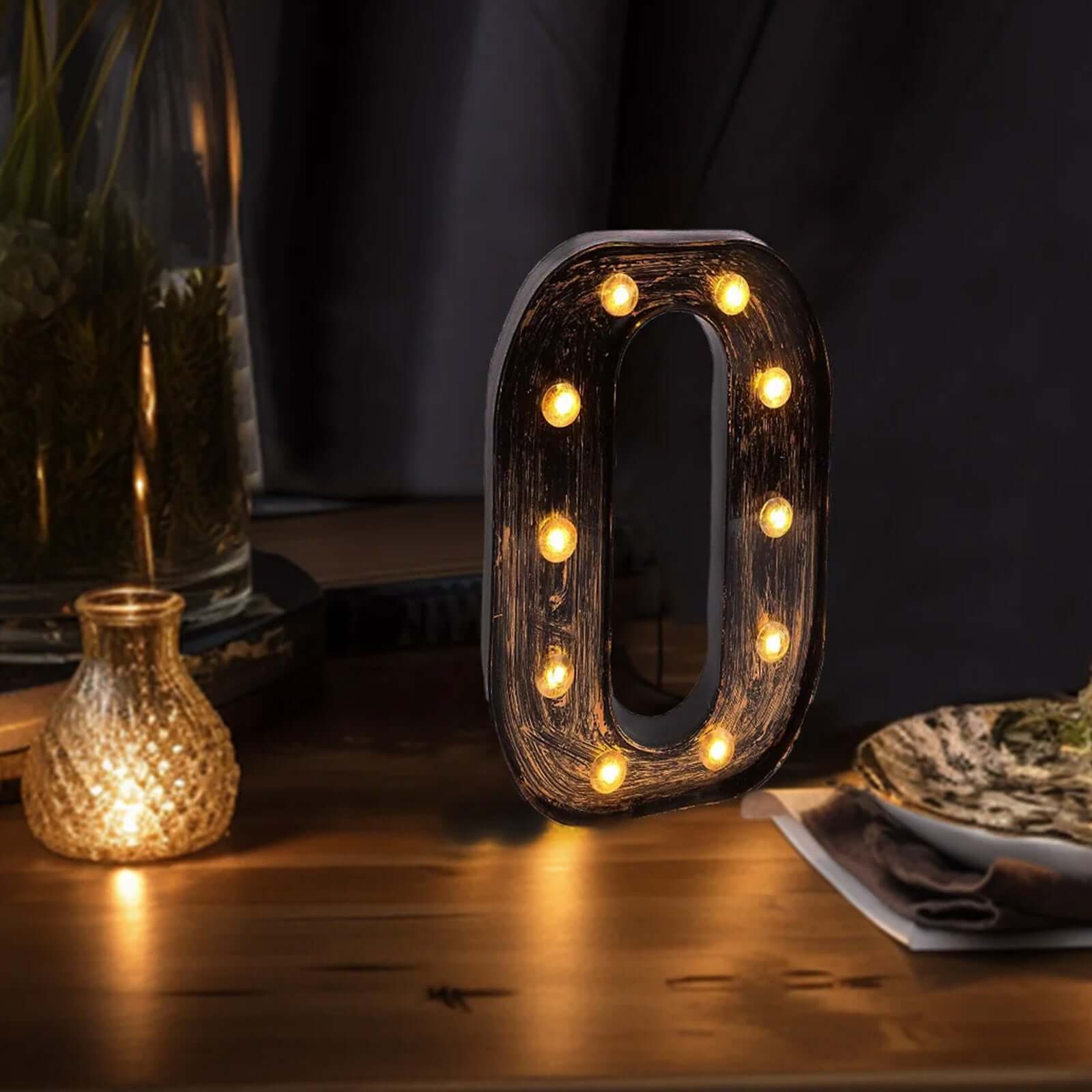 Hot! Industrial Style Antique Black LED Marquee Letter O for Weddings & Displays