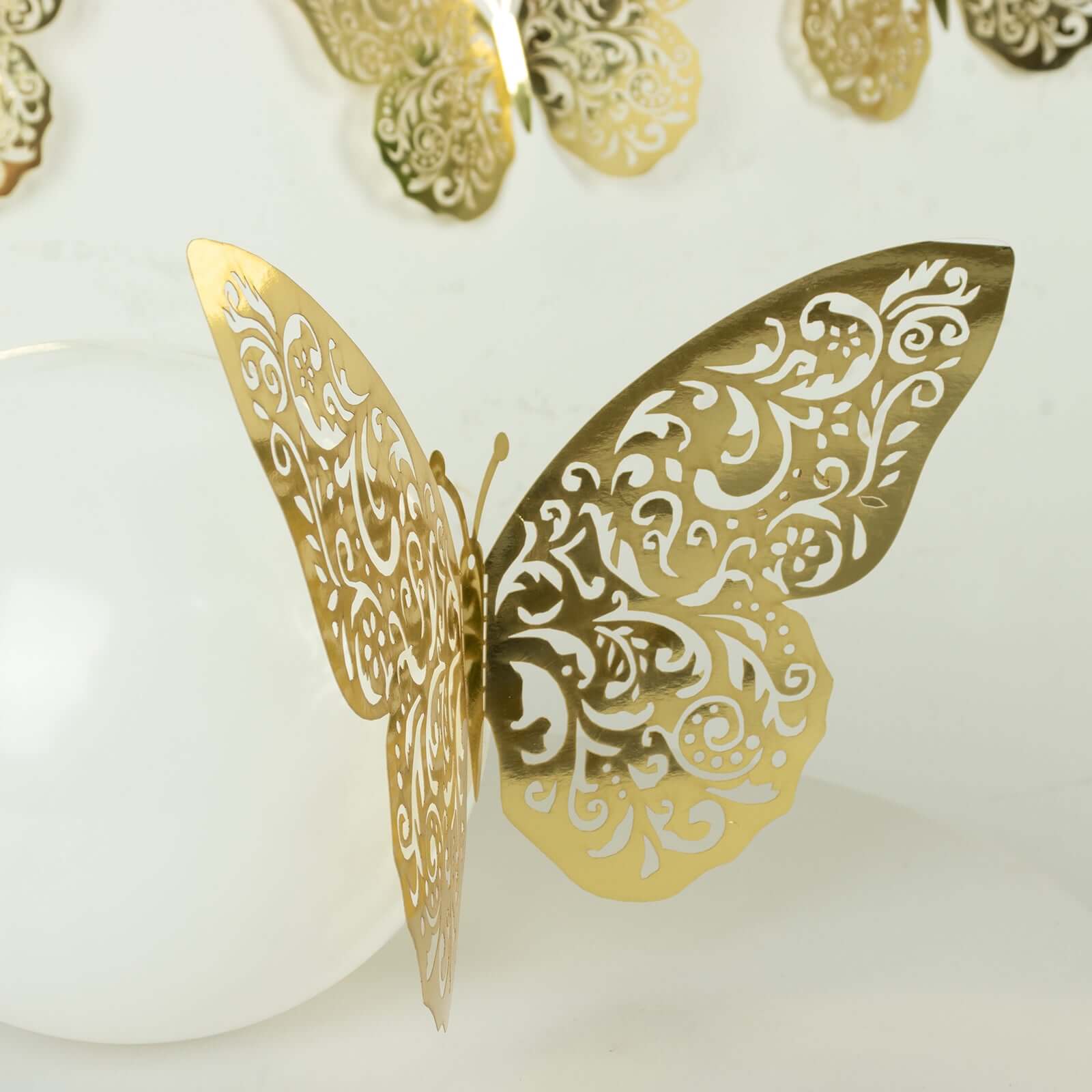 10-Pack Large Metallic Gold Foil 3D Butterfly Wall Stickers for Decor
