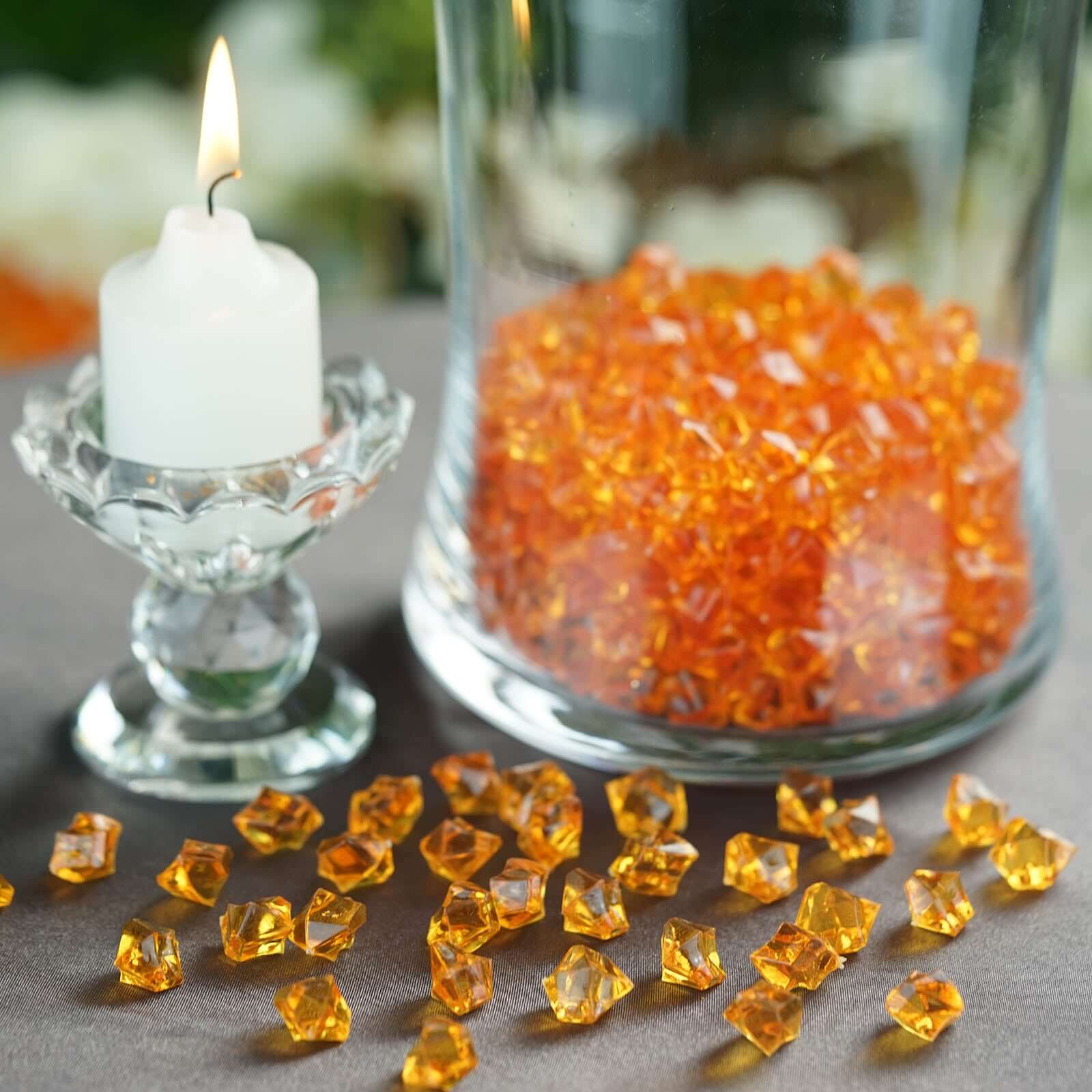 400 Pcs Mini Orange Acrylic Ice Bead Vase Fillers - Ideal for Wedding Centerpieces & DIY Table Styling