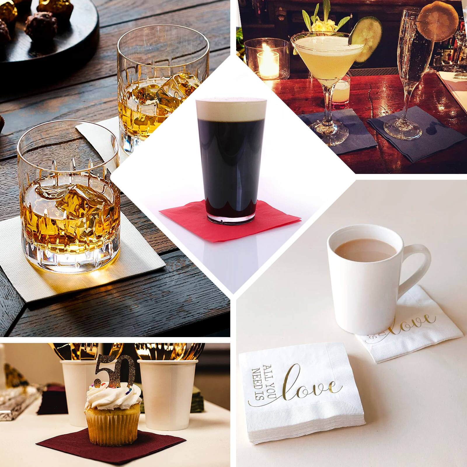 Get 50-Pack of 2-Ply Disposable Soft 18GSM Hunter Emerald Green Cocktail Paper Beverage Napkins