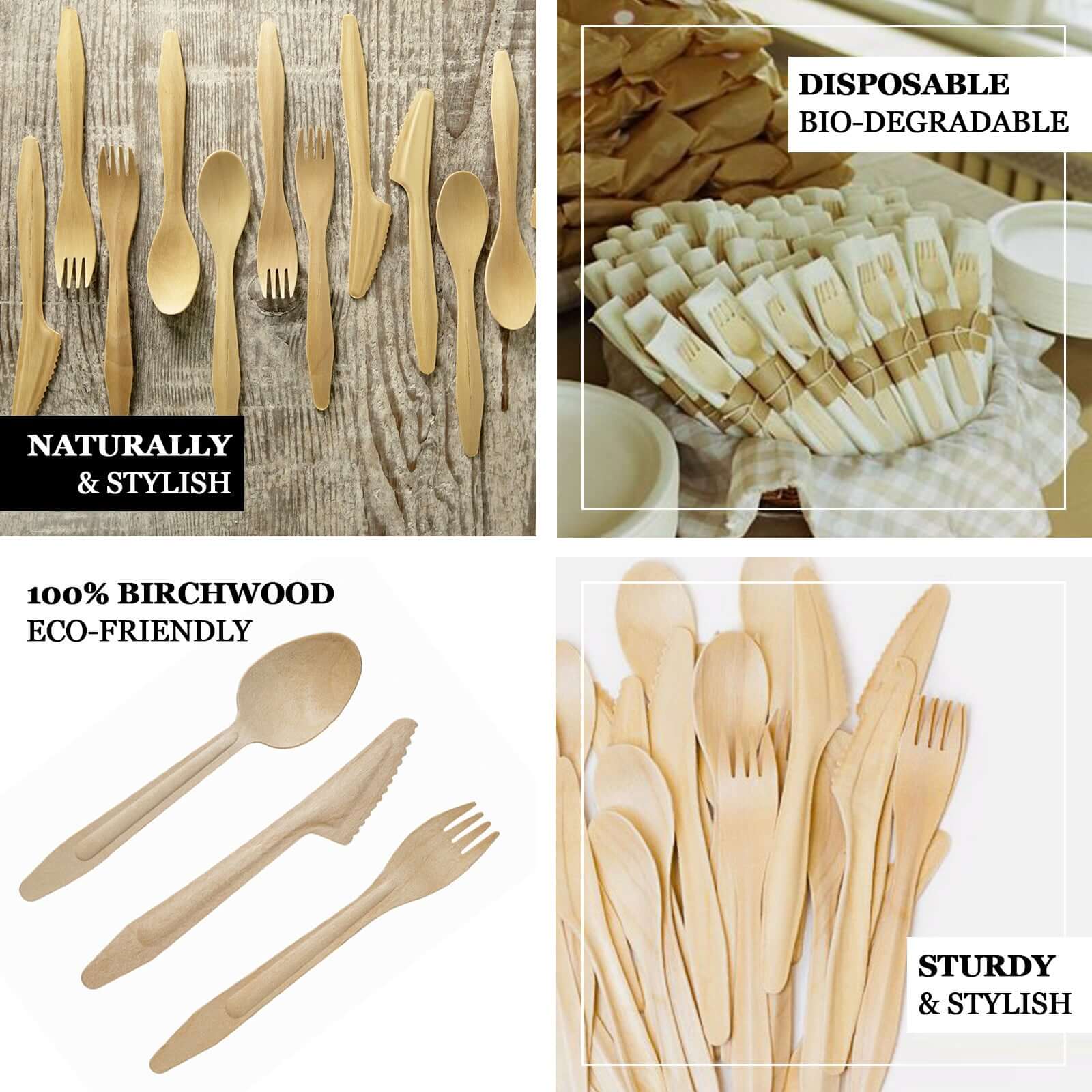 100-Piece Set of Natural Birchwood Spoons - Eco-Friendly, Biodegradable for Rustic & Outdoor Events
