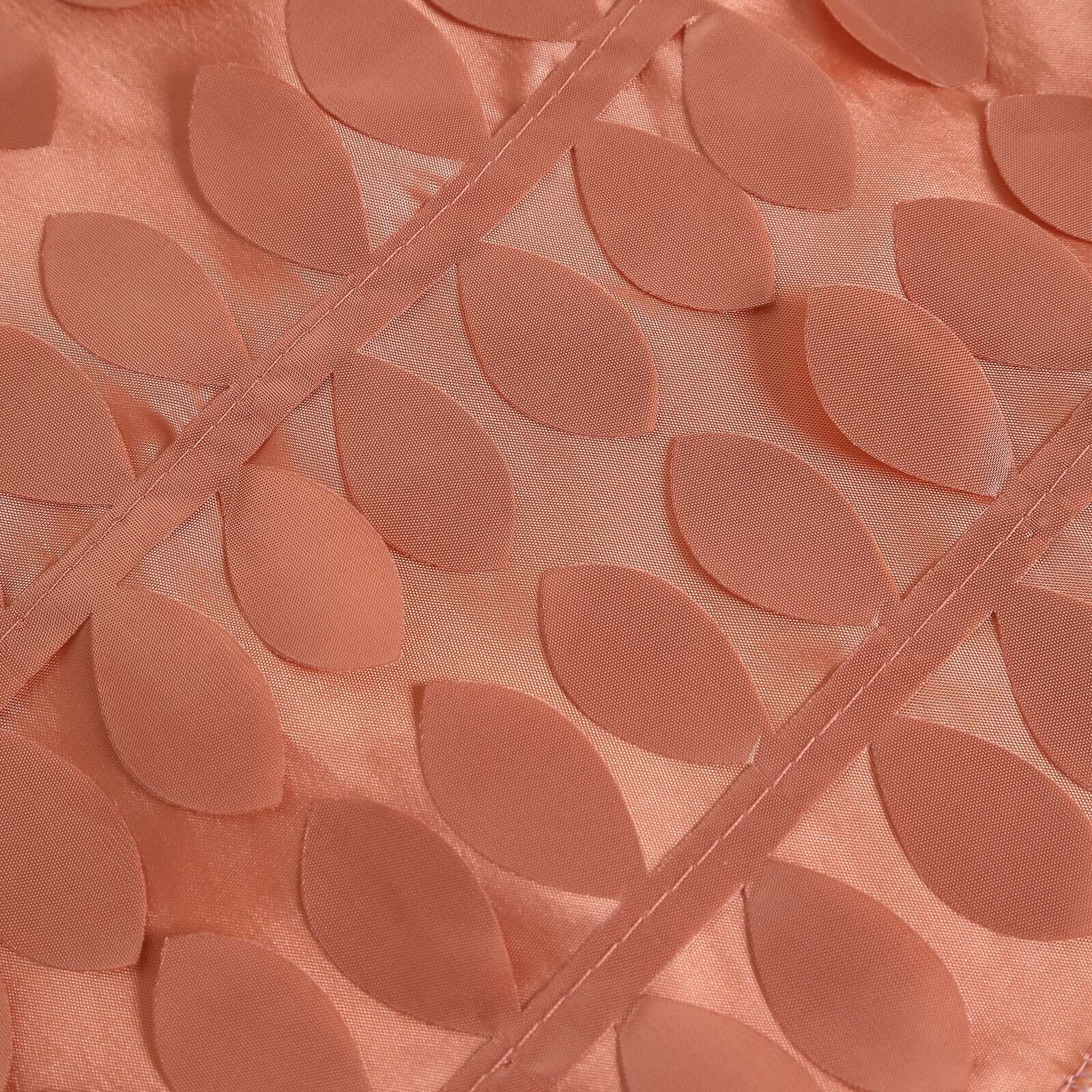 Exclusive Terracotta (Rust) Taffeta Rectangle Tablecloth with 3D Leaf Petal Design