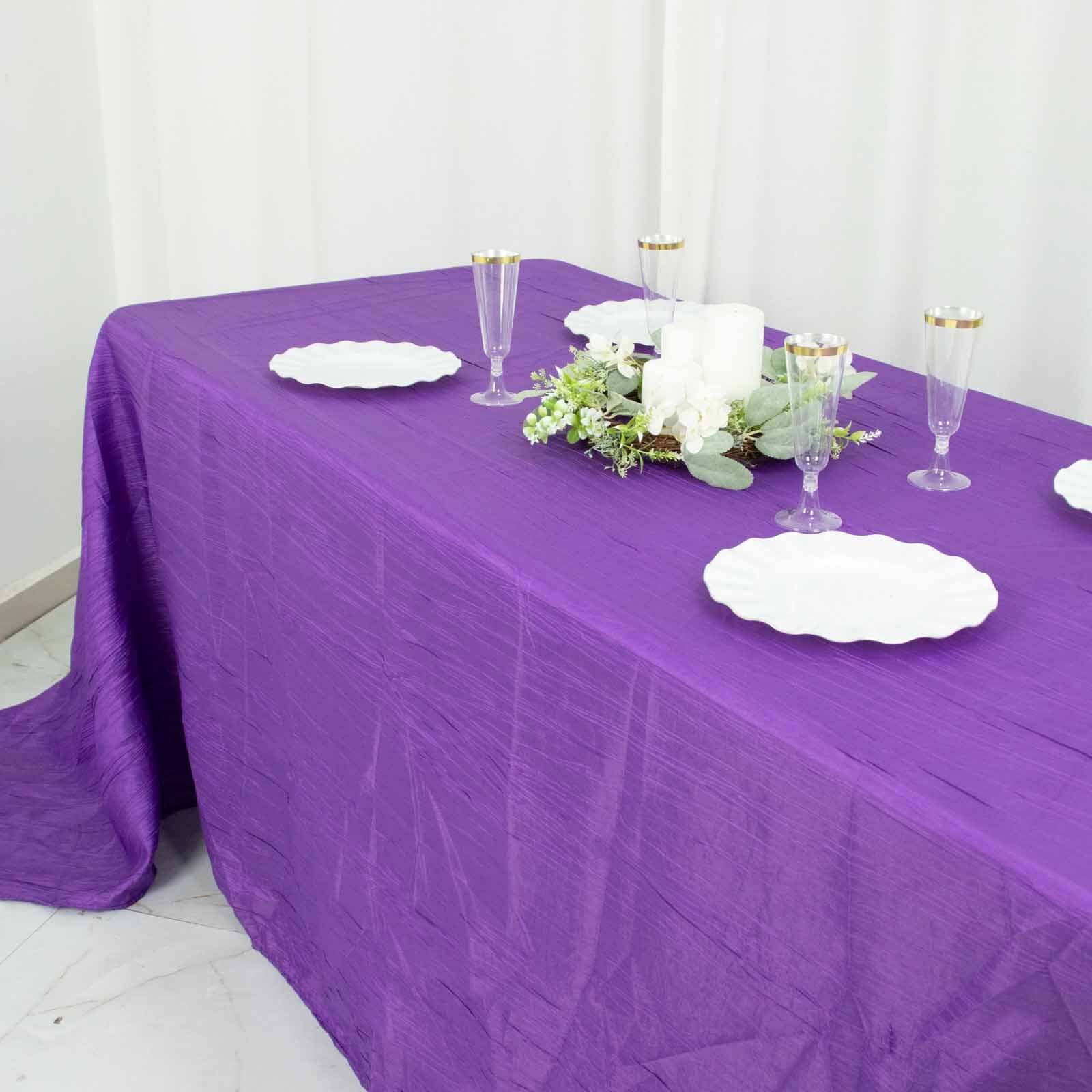 Purple Seamless Accordion Crinkle Taffeta Rectangle Tablecloth 90x132