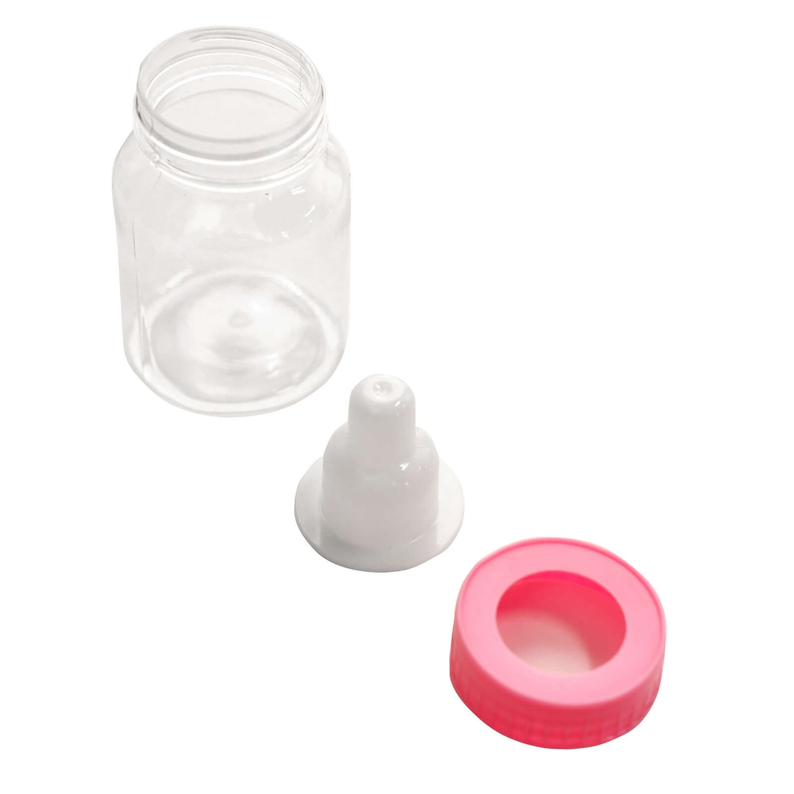 12-Pack Clear/Pink Fillable Mini Baby Bottle Candy Containers - Ideal Favors for Baby Showers