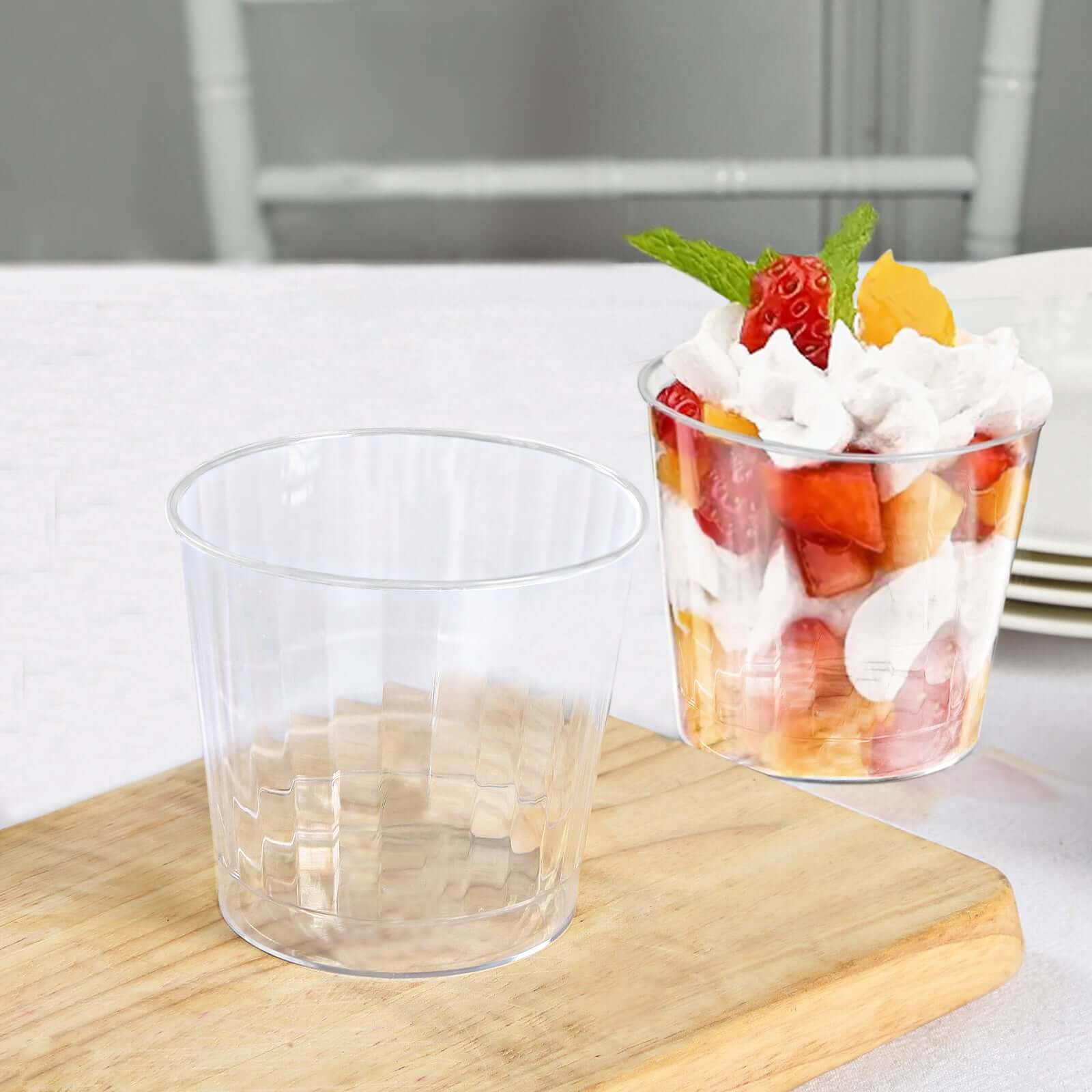 25-Pack 9oz Durable Disposable Plastic Party Cups - Crystal Clear with Rounded Rim