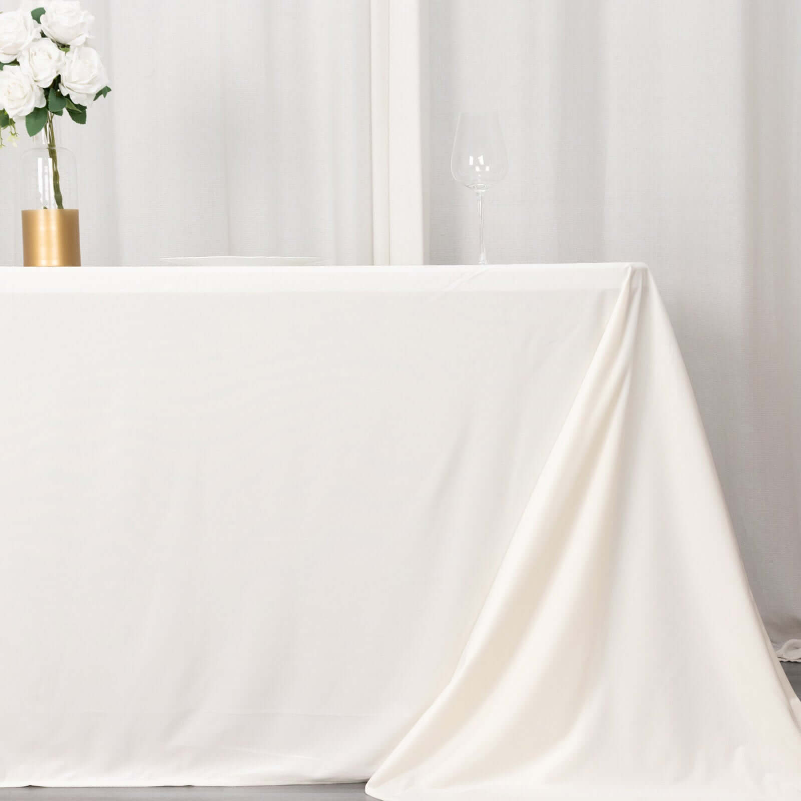 Ivory Premium Scuba 90x156 Wrinkle-Free, Stain-Resistant Seamless Rectangular Tablecloth