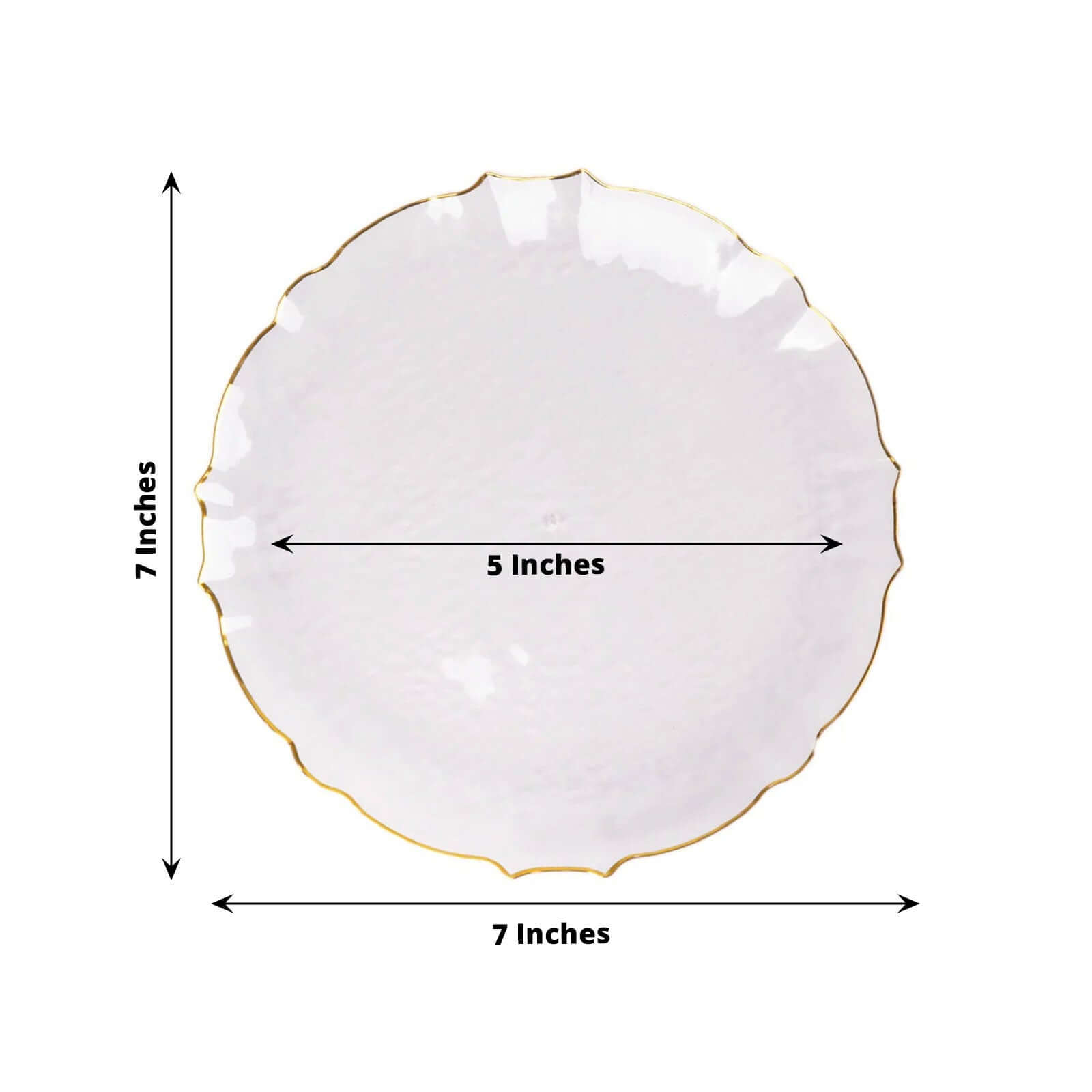 10-Pack Clear Plastic Round Dessert Plates with Gold Scalloped Sunflower Rim - Ideal for Special Events