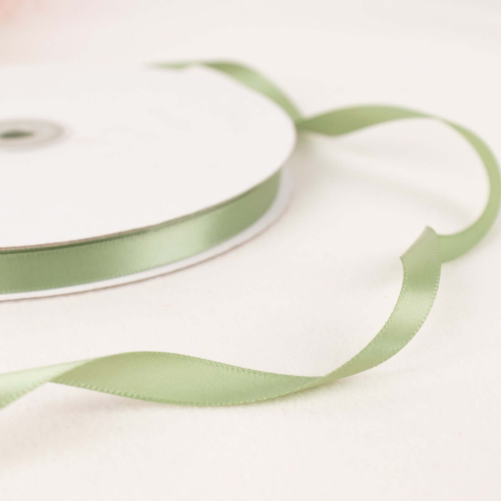100-Yard 3/8 Sage Green Single-Sided Decorative Satin Ribbon for Events