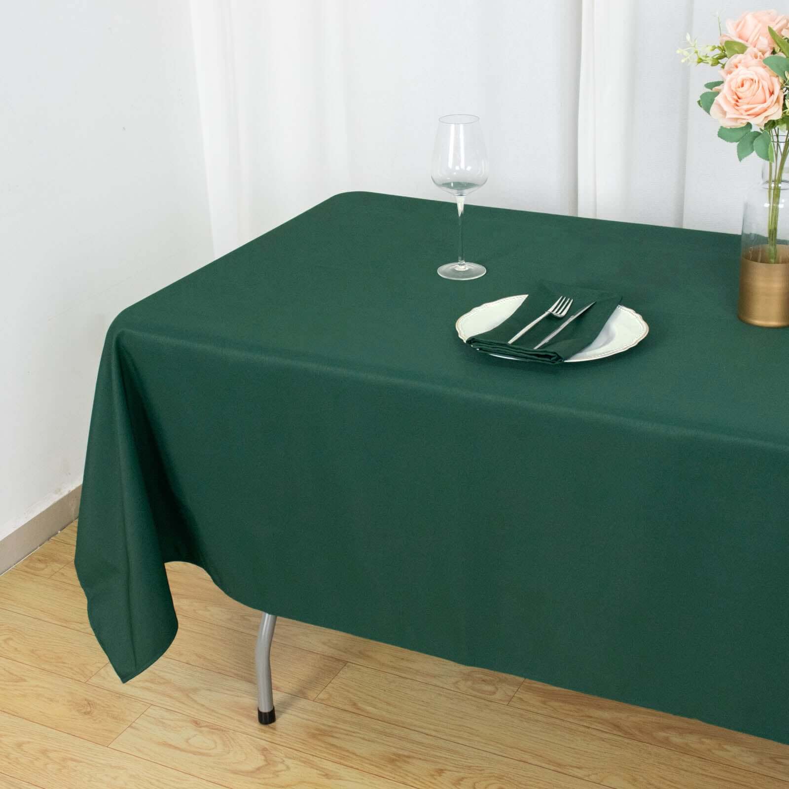 Hunter Emerald Green 60x102 Premium Polyester Tablecloth - Durable & Wrinkle-Resistant