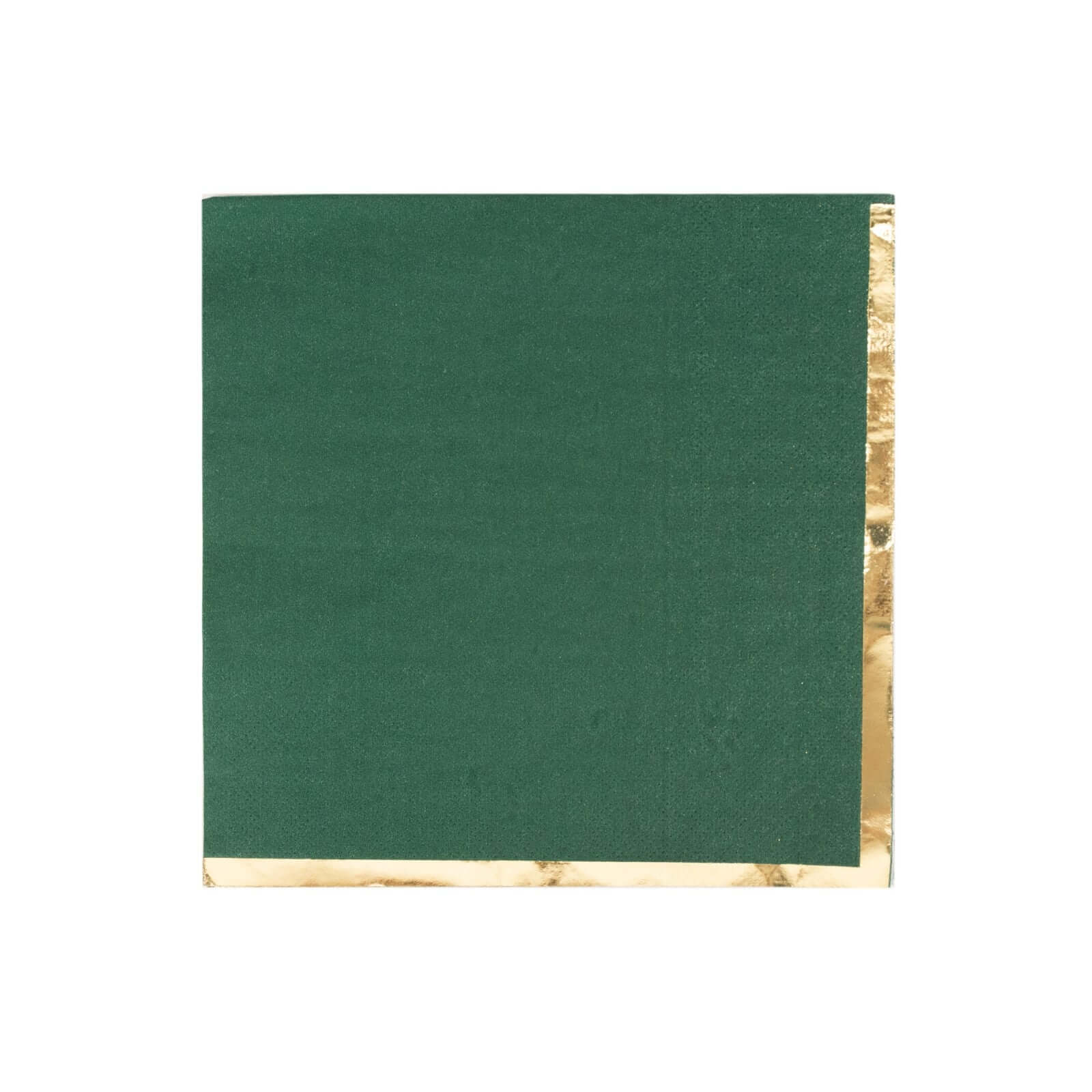 50-Piece Disposable 2-Ply Hunter Emerald Green Paper Cocktail Napkins with Gold Foil Edge, 6.5x6.5