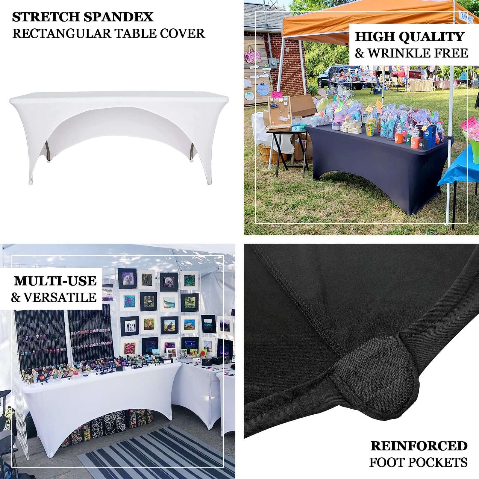 Hot Deal! Royal Blue Stretch Spandex 96x30 Rectangle Table Cover with Curved Open Back for Professional Look