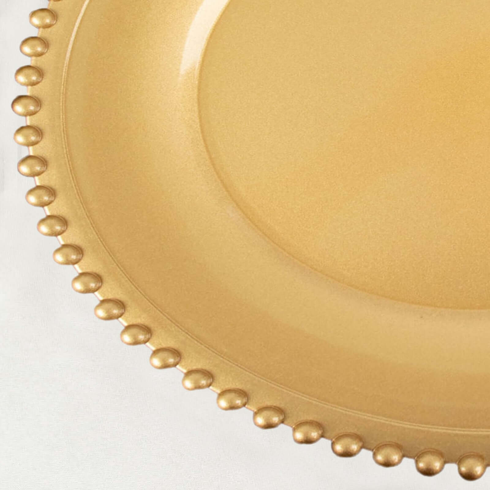 Hot Sale! 6-Pack Gold Acrylic Round Charger Plates with Beaded Rim for Decorative Dinner Parties